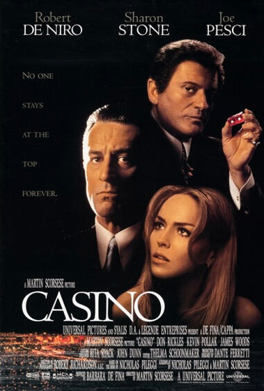 Affiche du film Casino (1995) de Scorsese avec Robert De Niro. Plongée dans l’univers du jeu et de la mafia. Reproduction HQ – Poster Hub.