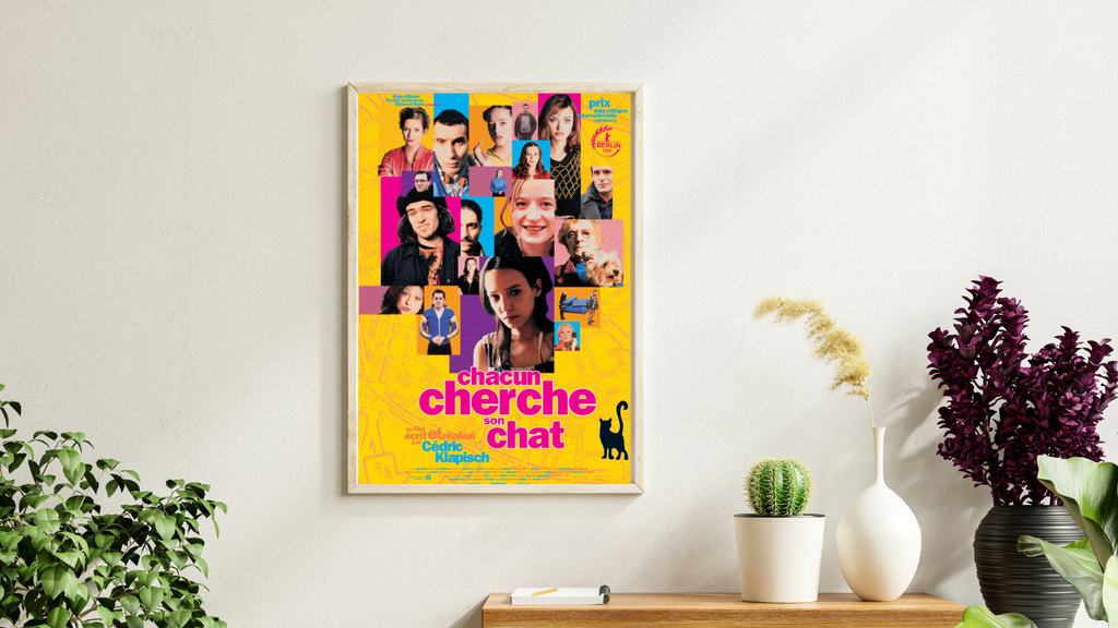 

Affiche du film Chacun cherche son chat de Cédric Klapisch (1996). Comédie dramatique culte avec Garance Clavel. Reproduction HQ – Poster Hub Studio.