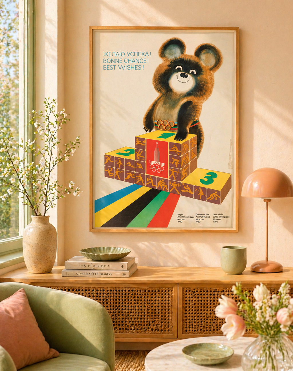OLYMPIC GAMES MOSCOW 1980 – MISHA – OFFICIAL POSTER – BEAR MASCOT – VINTAGE – SPORT – REPRODUCTION – POSTER HUB STUDIO – HQ