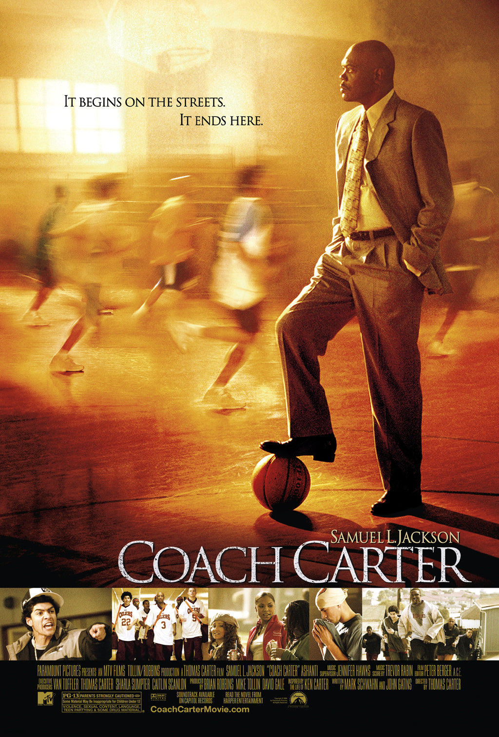 Affiche du film Coach Carter de Thomas Carter (2005). Drame sportif culte avec Samuel L. Jackson. Reproduction HQ – Poster Hub Studio.