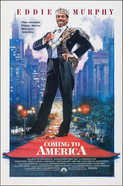 
Affiche du film Coming to America (1988) avec Eddie Murphy. Comédie culte signée John Landis. Reproduction HQ – Poster Hub Studio.