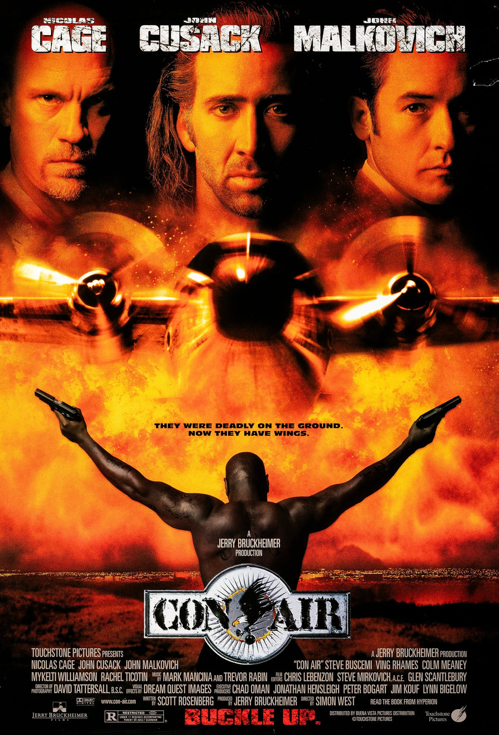 Affiche Con Air (1997) avec Nicolas Cage. Film d’action culte en avion. Poster explosif et iconique – reproduction HQ Poster Hub.