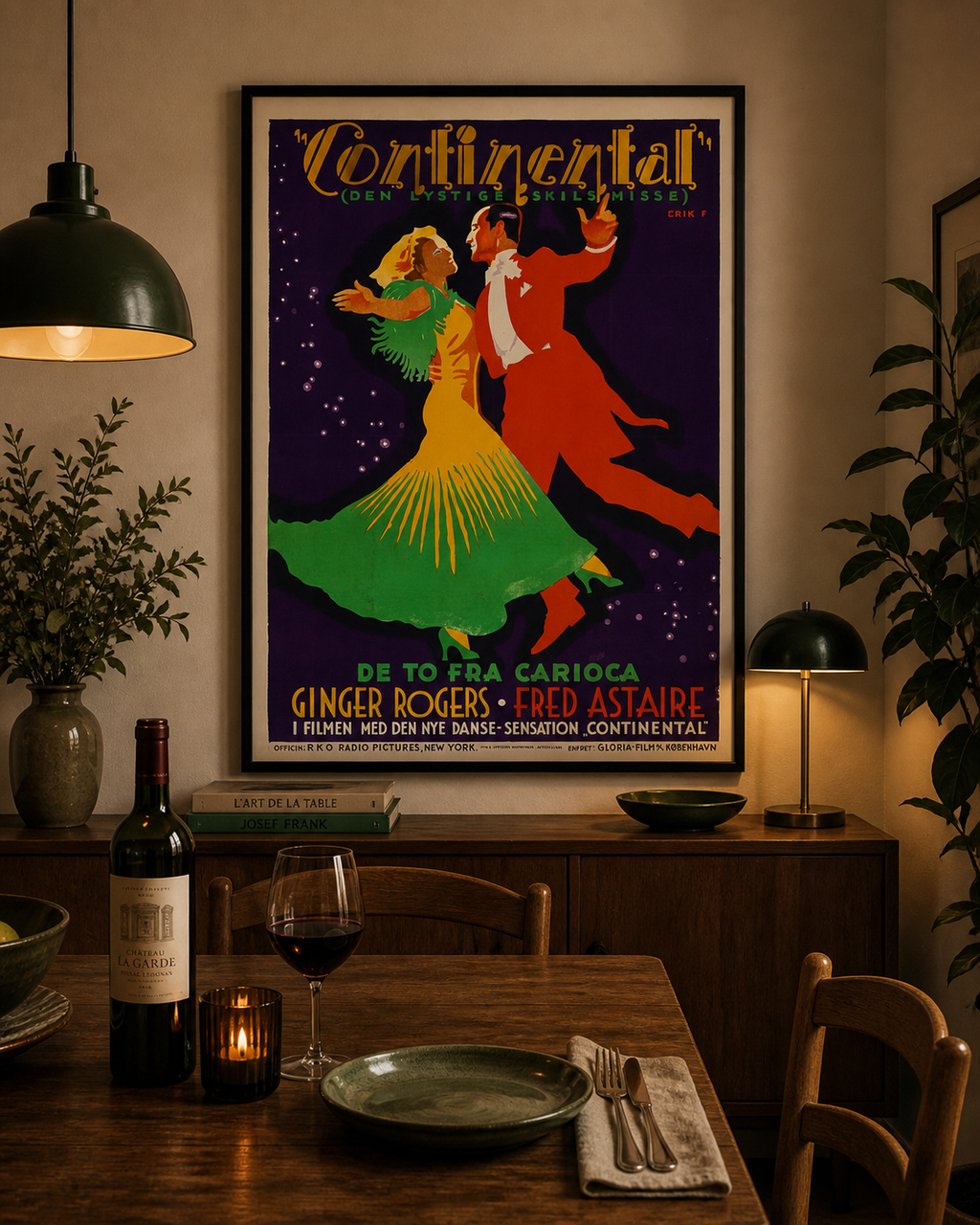 Affiche du film Continental (1934) avec Fred Astaire et Ginger Rogers. Comédie musicale culte. Reproduction HQ – Poster Hub Studio.