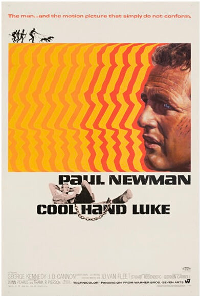 Affiche du film Cool Hand Luke (1967) avec Paul Newman. Drame culte du cinéma américain. Reproduction haute qualité.
