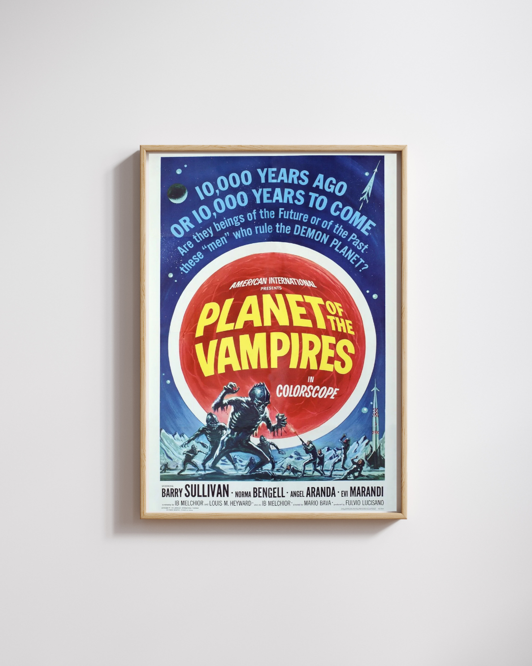 PLANET OF THE VAMPIRES, MARIO BAVA, BARRY SULLIVAN, 1965, Repro affiche cinéma VINTAGE, HQ