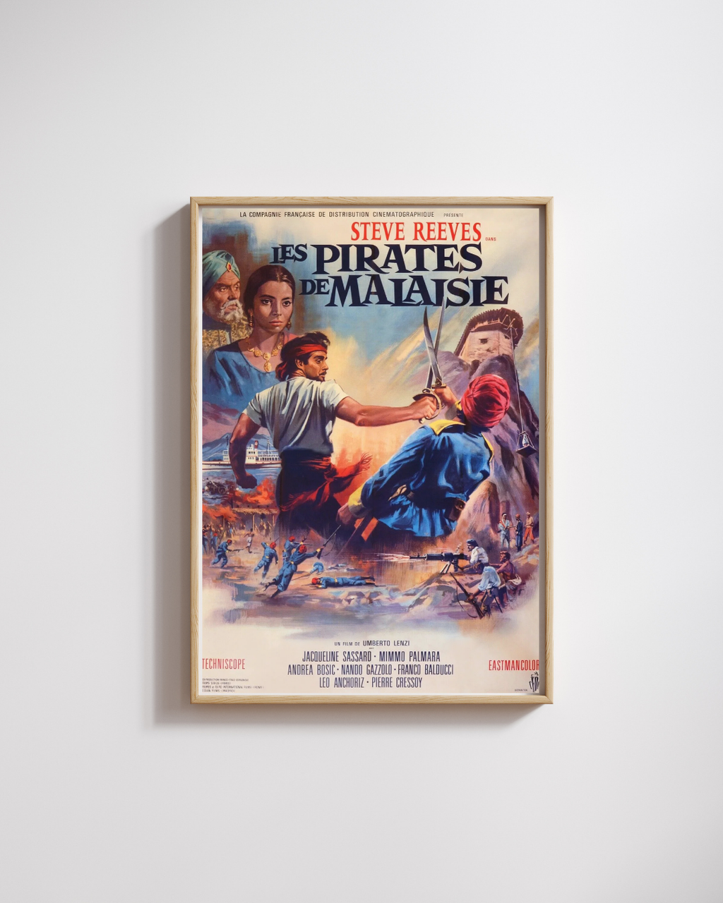 LES PIRATES DE MALAISIES, STEVE REEVES, 1964, Repro affiche cinéma, VINTAGE, HQ