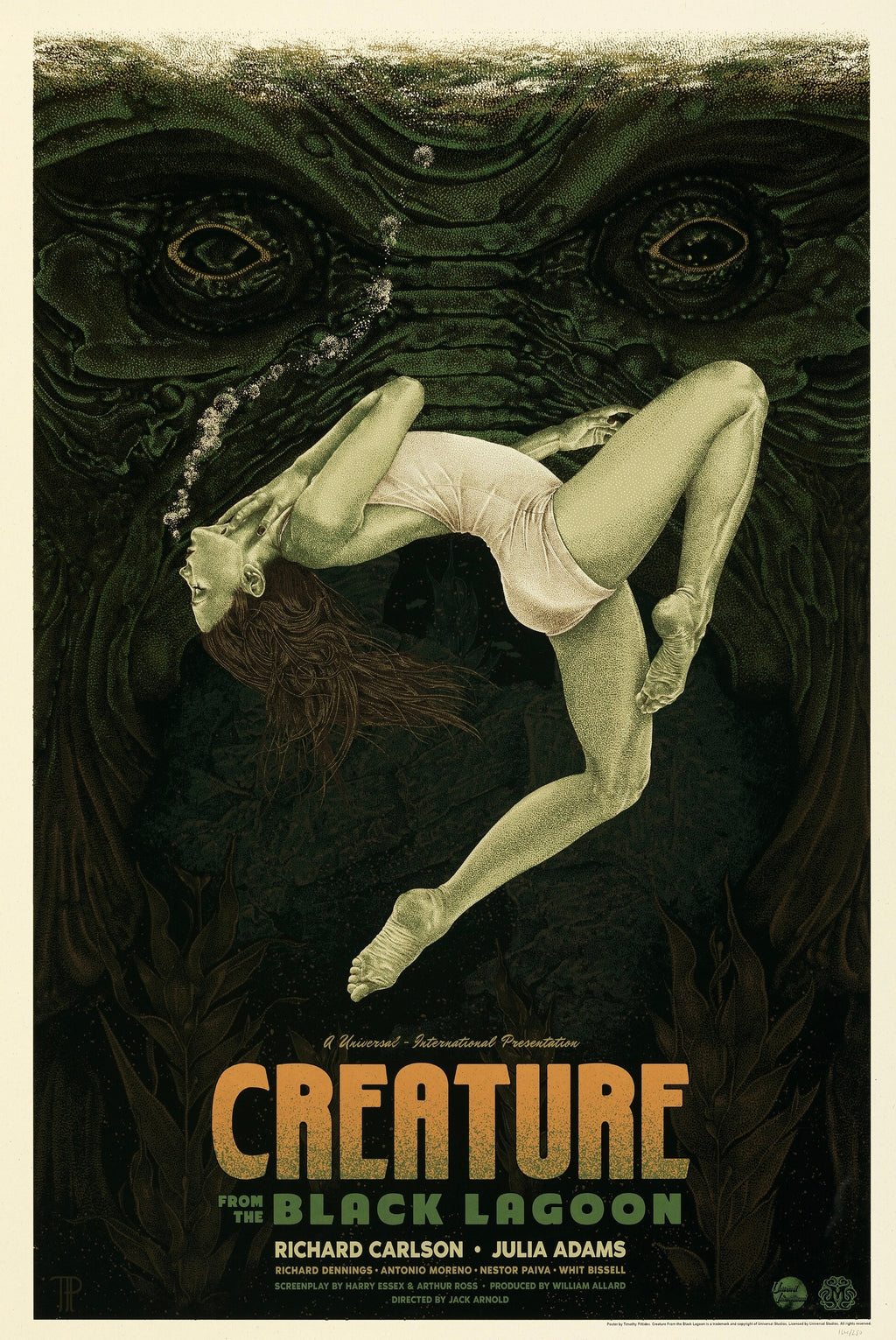 Affiche du film Creature from the Black Lagoon (1954). Classique horreur SF avec Richard Carlson et Julia Adams. Reproduction HQ – Poster Hub Studio.