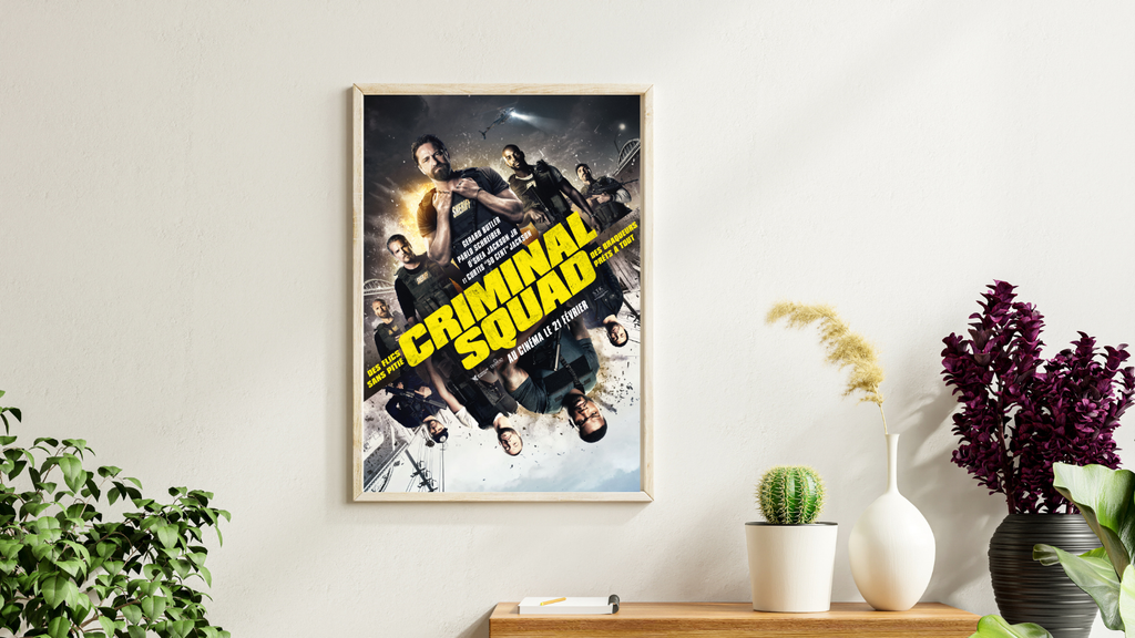 Affiche du film Criminal Squad de Christian Gudegast (2018). Thriller d’action explosif avec Gerard Butler et 50 Cent. Reproduction HQ – Poster Hub Studio.
