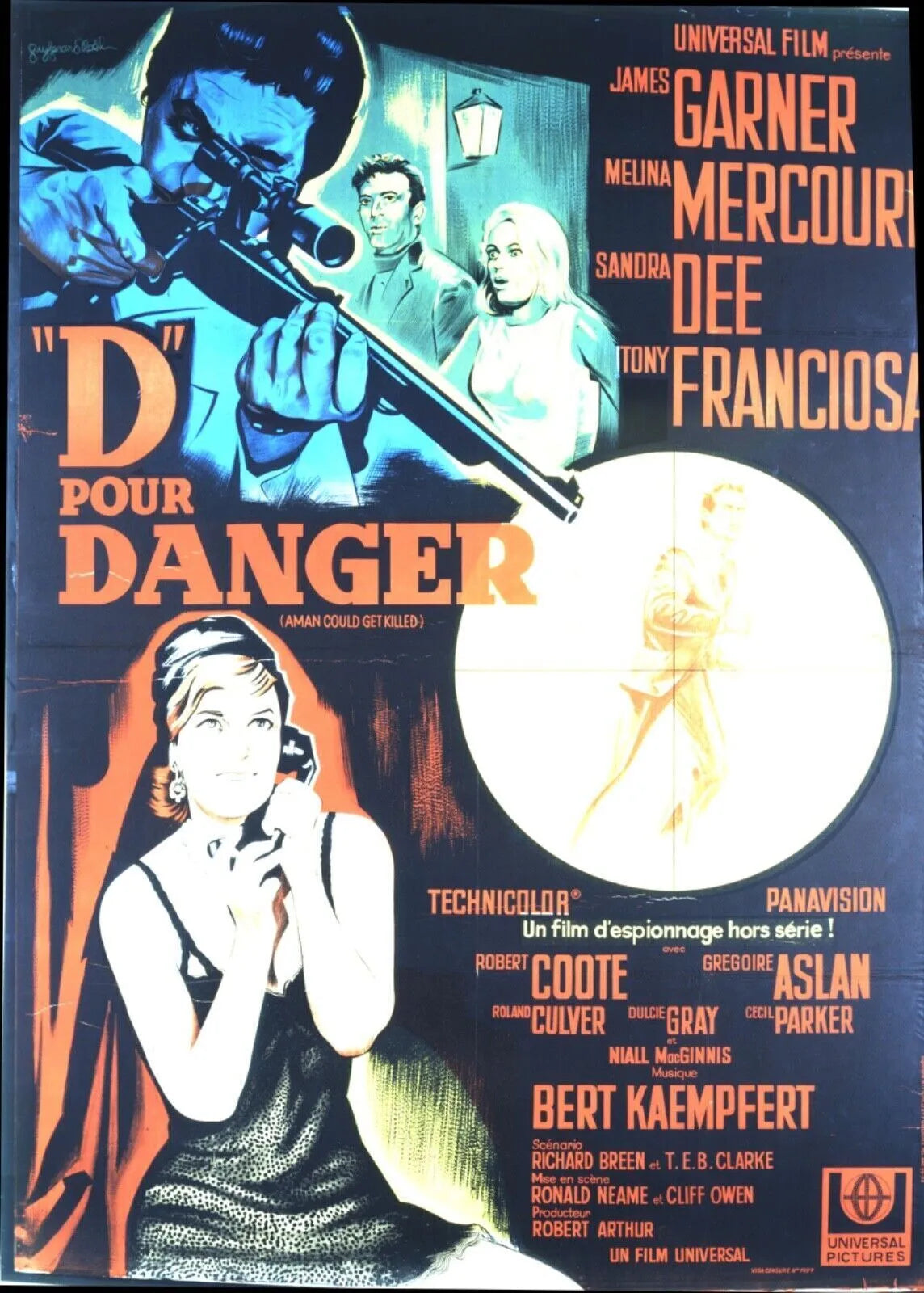 D POUR DANGER (36 HOURS), JAMES GARNER, 1964, REPRO MOVIE POSTER, VINTAGE, HQ