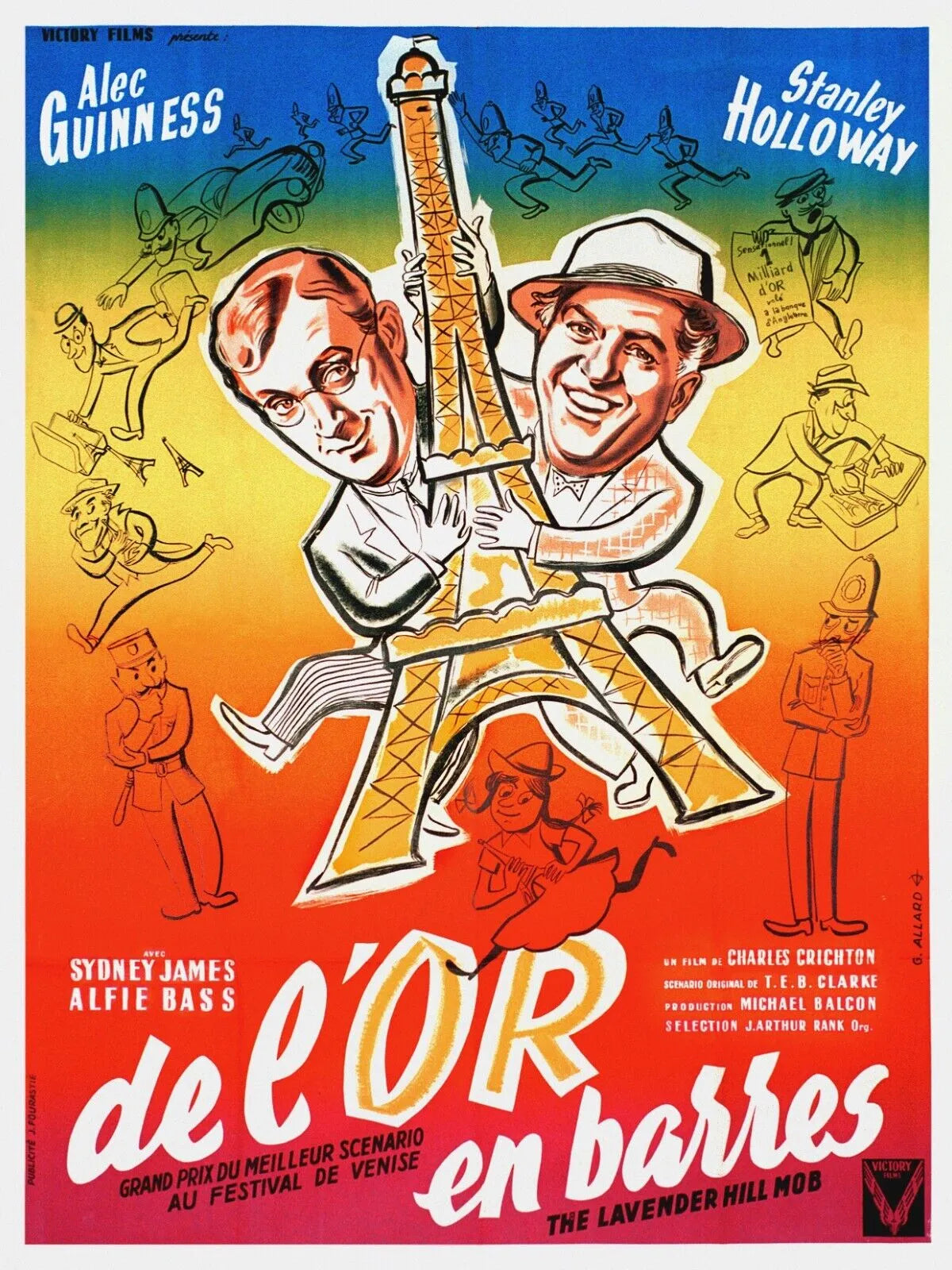 DE L’OR EN BARRES, ALEC GUINNESS, 1951, REPRO MOVIE POSTER, VINTAGE, HQ