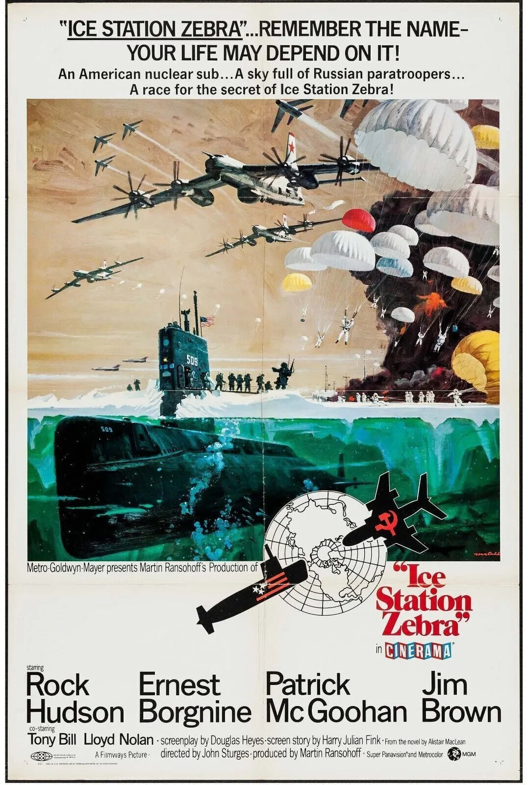 DESTINATION ZÉBRA, STATION POLAIRE, ROCK HUDSON, 1968, REPRO MOVIE POSTER, VINTAGE, HQ