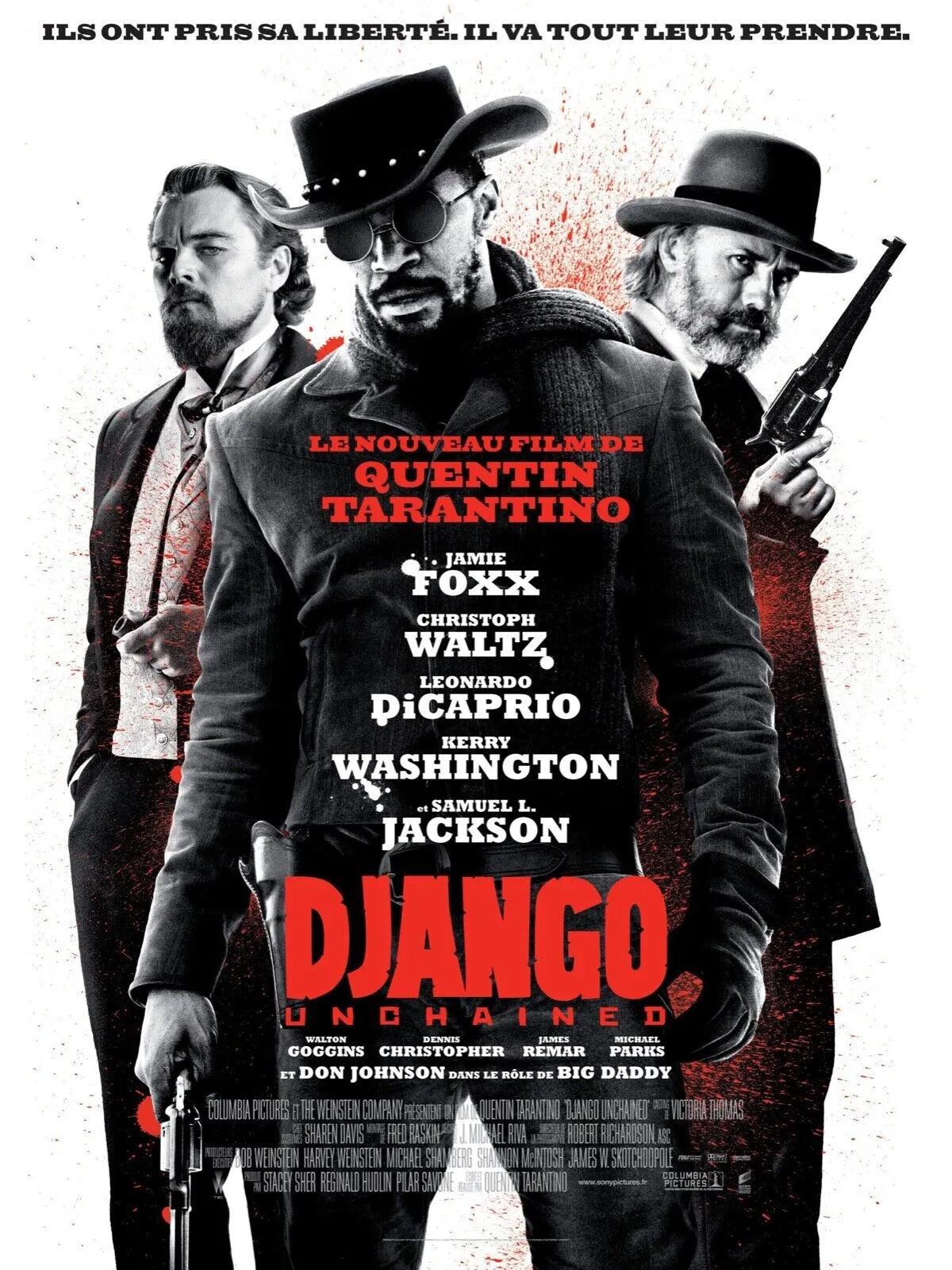 DJANGO UNCHAINED, JAMIE FOXX, 2012, REPRO MOVIE POSTER, VINTAGE, HQ