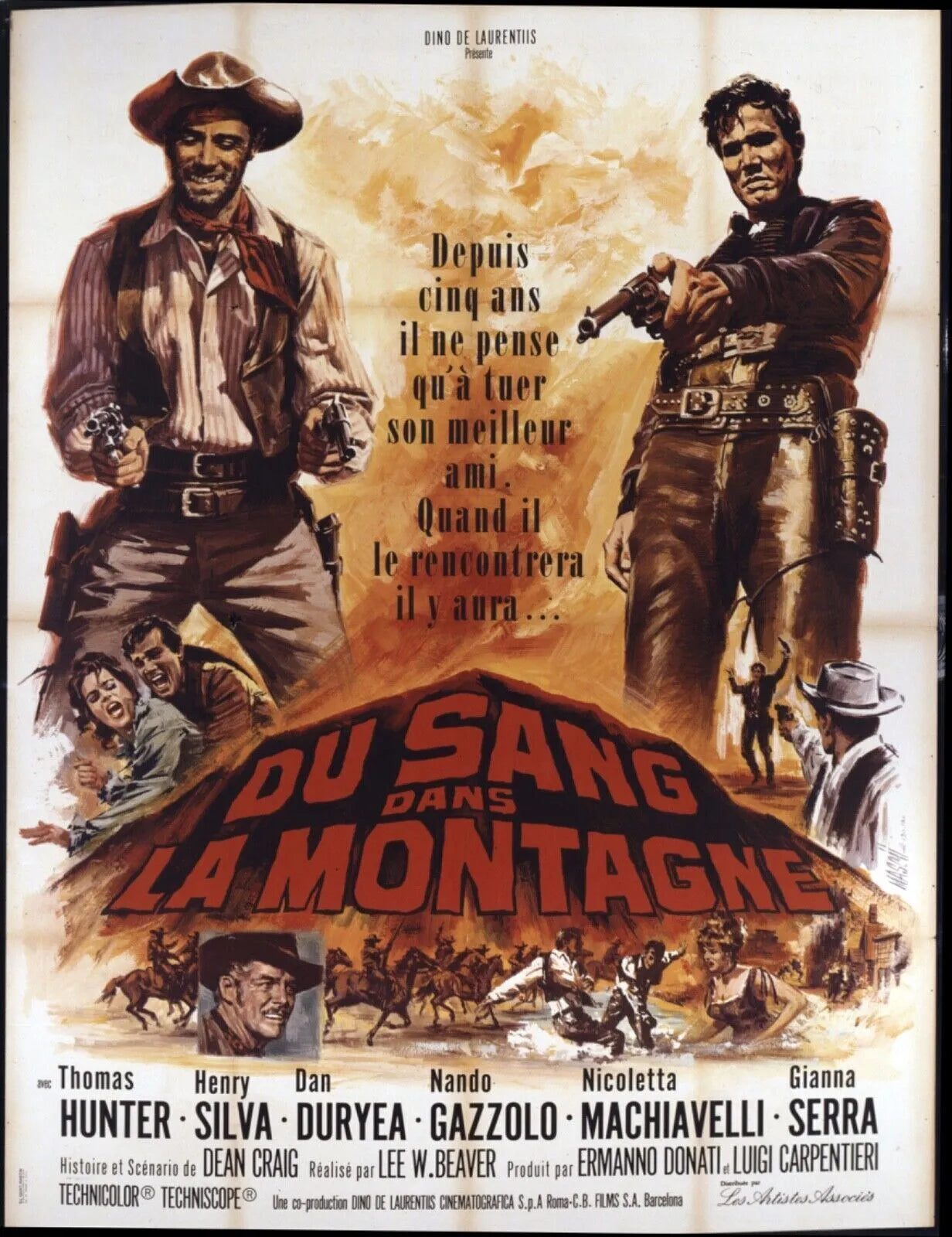 DU SANG DANS LA MONTAGNE, THOMAS HUNTER, 1969, REPRO MOVIE POSTER, VINTAGE, HQ