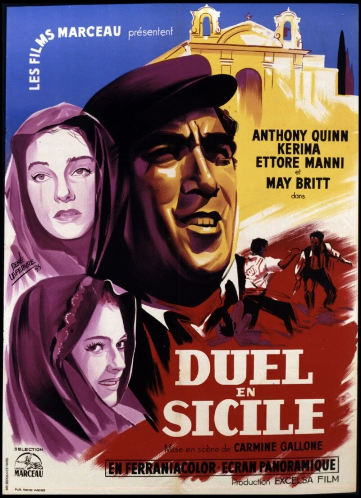 DUEL EN SICILE, ANTHONY QUINN, 1949, REPRO MOVIE POSTER, VINTAGE, HQ