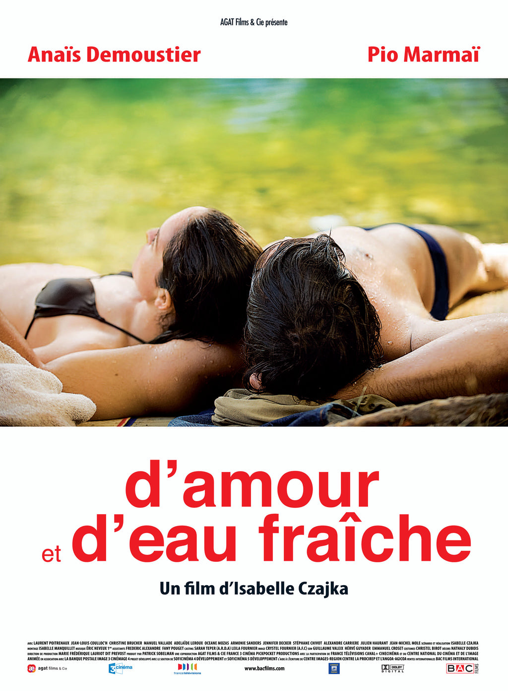 Affiche du film D’Amour et d’Eau Fraîche (2010) d’Isabelle Czajka avec Anaïs Demoustier et Pio Marmaï. Reproduction HQ.