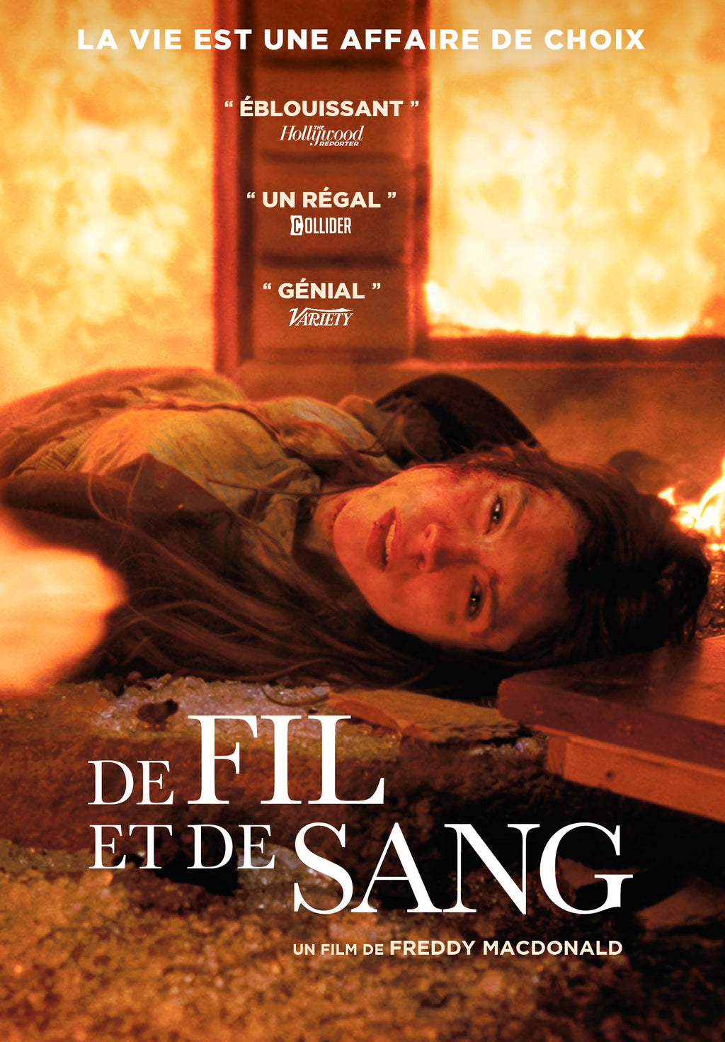 Affiche du film De Fil et de Sang de Freddy Macdonald. Thriller intense et visuel marquant. Reproduction haute qualité – Poster Hub Studio.