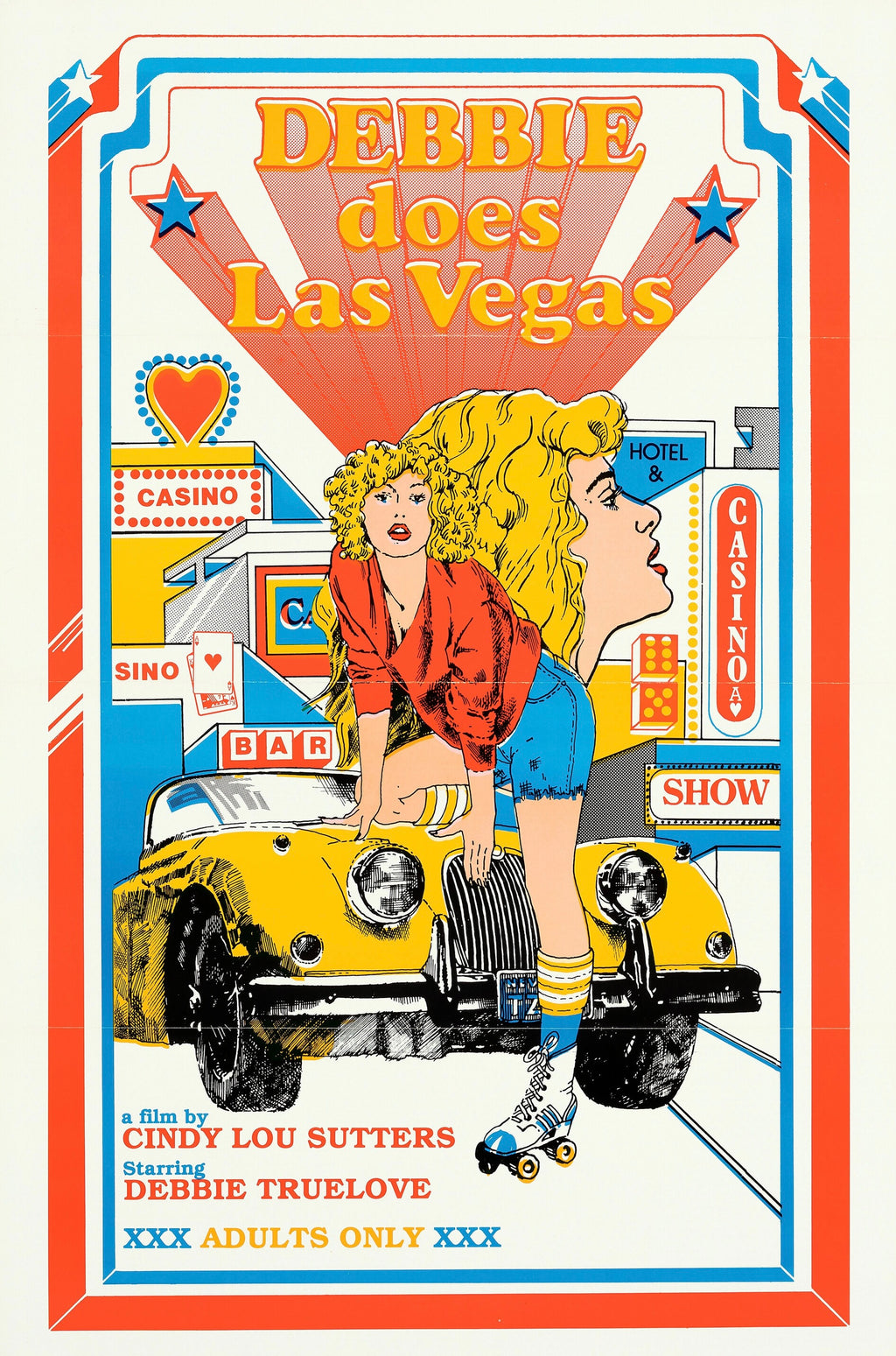 Affiche du film Debbie Does Las Vegas (1981) avec Debbie Truelove. Comédie érotique vintage culte. Reproduction HQ – Poster Hub Studio.