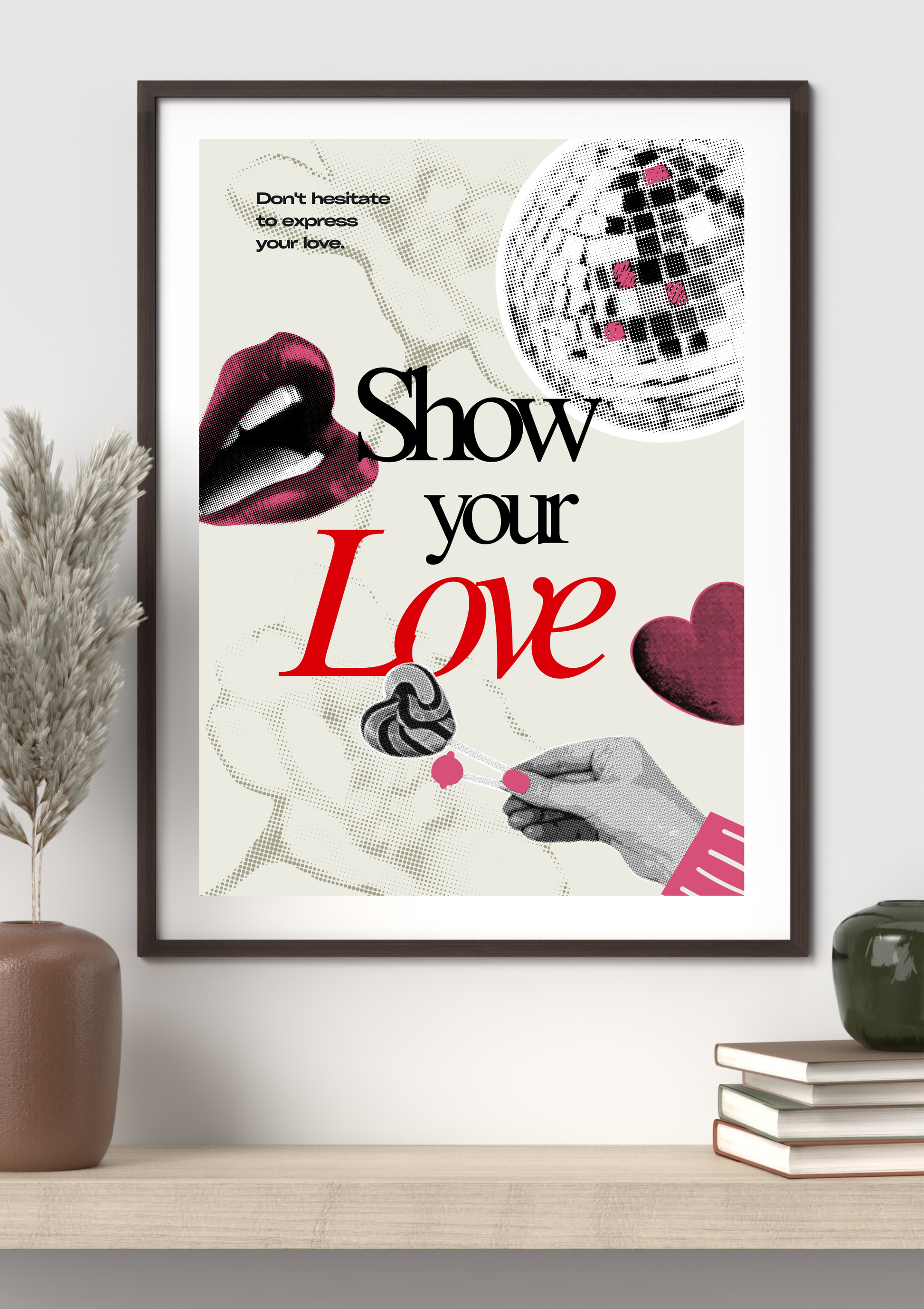 AFFICHE SHOW YOUR LOVE ART GRAPHIQUE RÉTRO POP POSTER HUB STUDIO RÉTRO, HQ