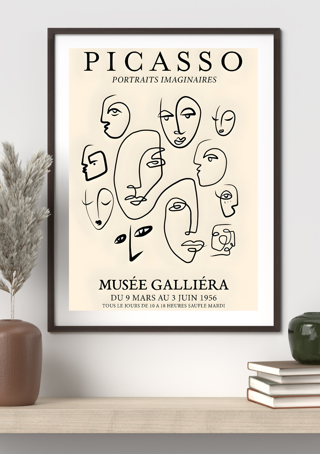 AFFICHE ART MODERNE VISAGES ABSTRAITS STYLE PICASSO POSTER HUB STUDIO RÉTRO, HQ