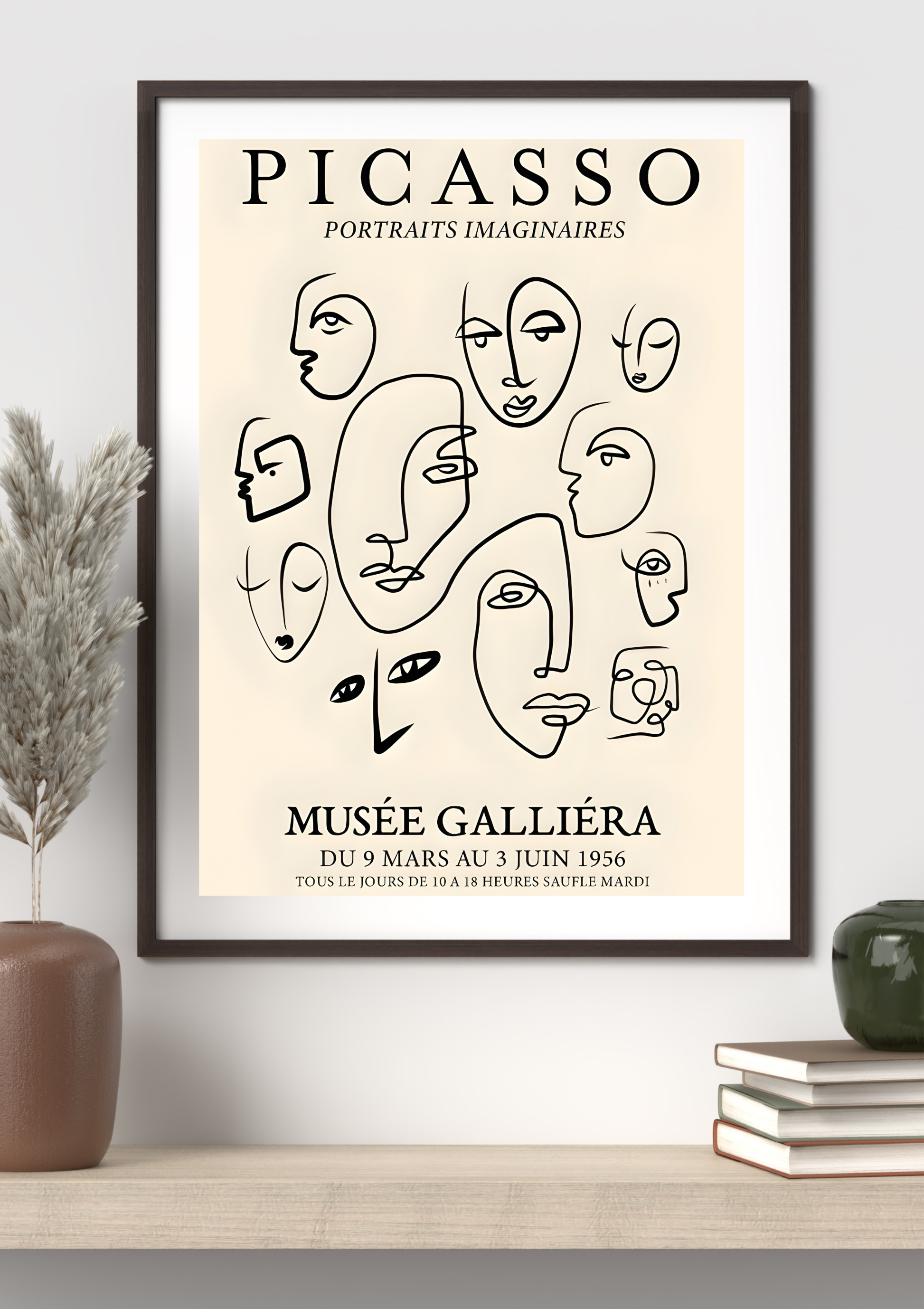 AFFICHE ART MODERNE VISAGES ABSTRAITS STYLE PICASSO POSTER HUB STUDIO RÉTRO, HQ