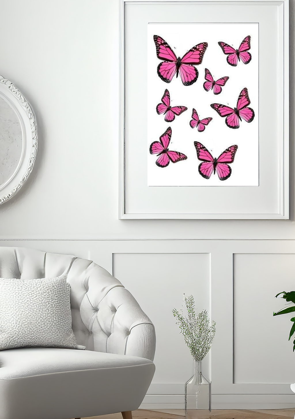 ILLUSTRATION PAPILLONS ROSES – DÉCO MURALE POSTER HUB STUDIO RÉTRO | HQ