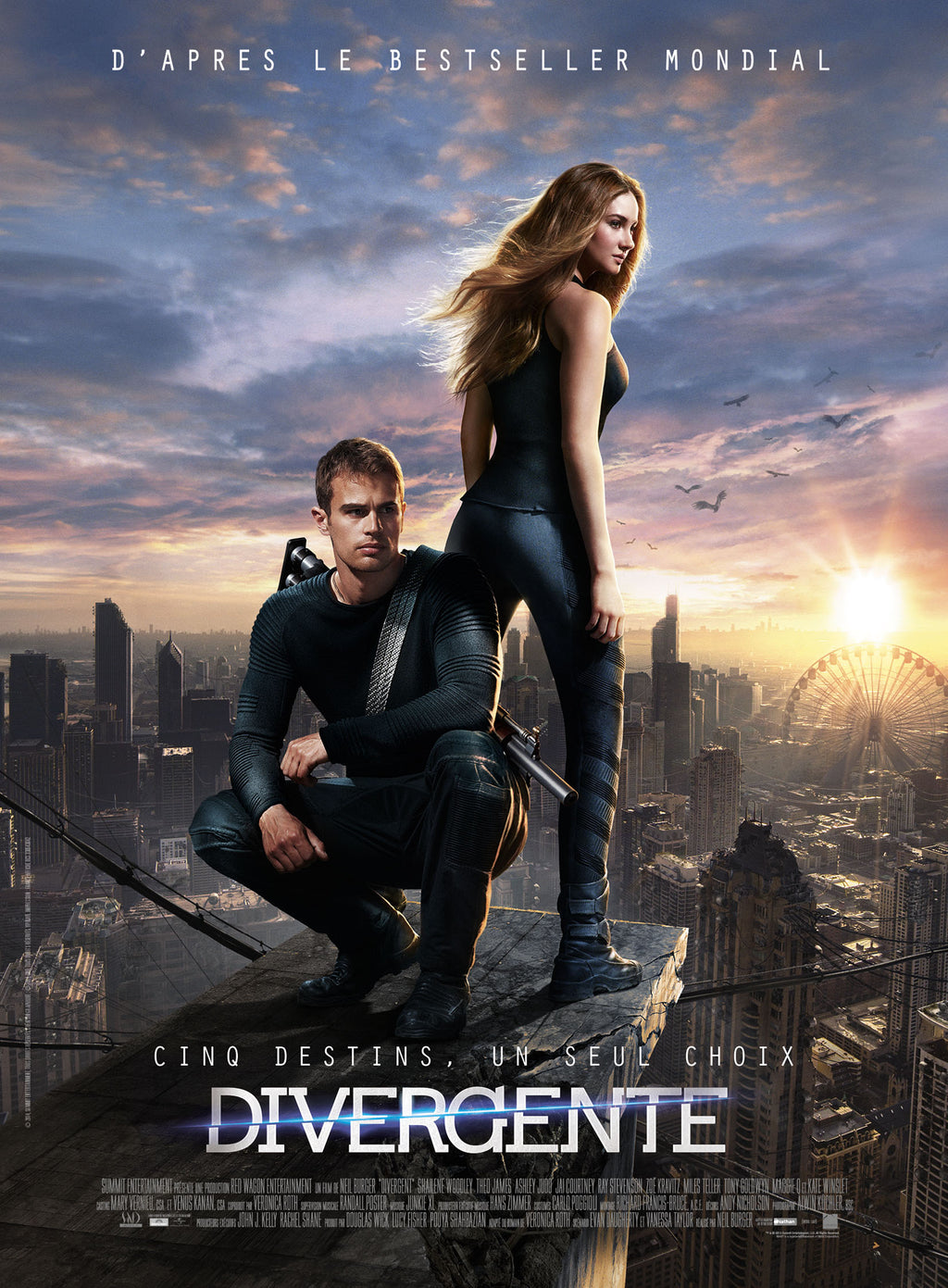 Affiche du film Divergente (2014) avec Shailene Woodley et Theo James. Film dystopique et action. Reproduction HQ – Poster Hub Studio.