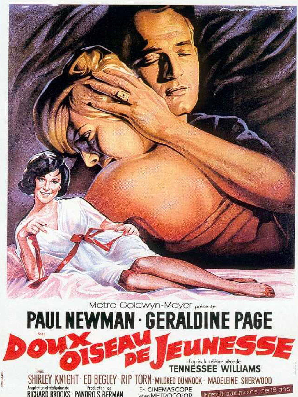 Affiche du film Doux Oiseau de Jeunesse (1962) avec Paul Newman. Drame culte adapté de Tennessee Williams. Reproduction HQ – Poster Hub Studio.