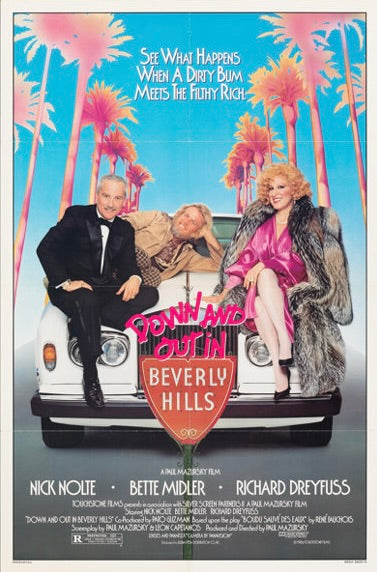 DOWN AND OUT IN BEVERLY HILLS – A PAUL MAZURSKY FILM (1986) – NICK NOLTE – COMEDY MOVIE POSTER – REPRODUCTION – POSTER HUB STUDIO – HQ