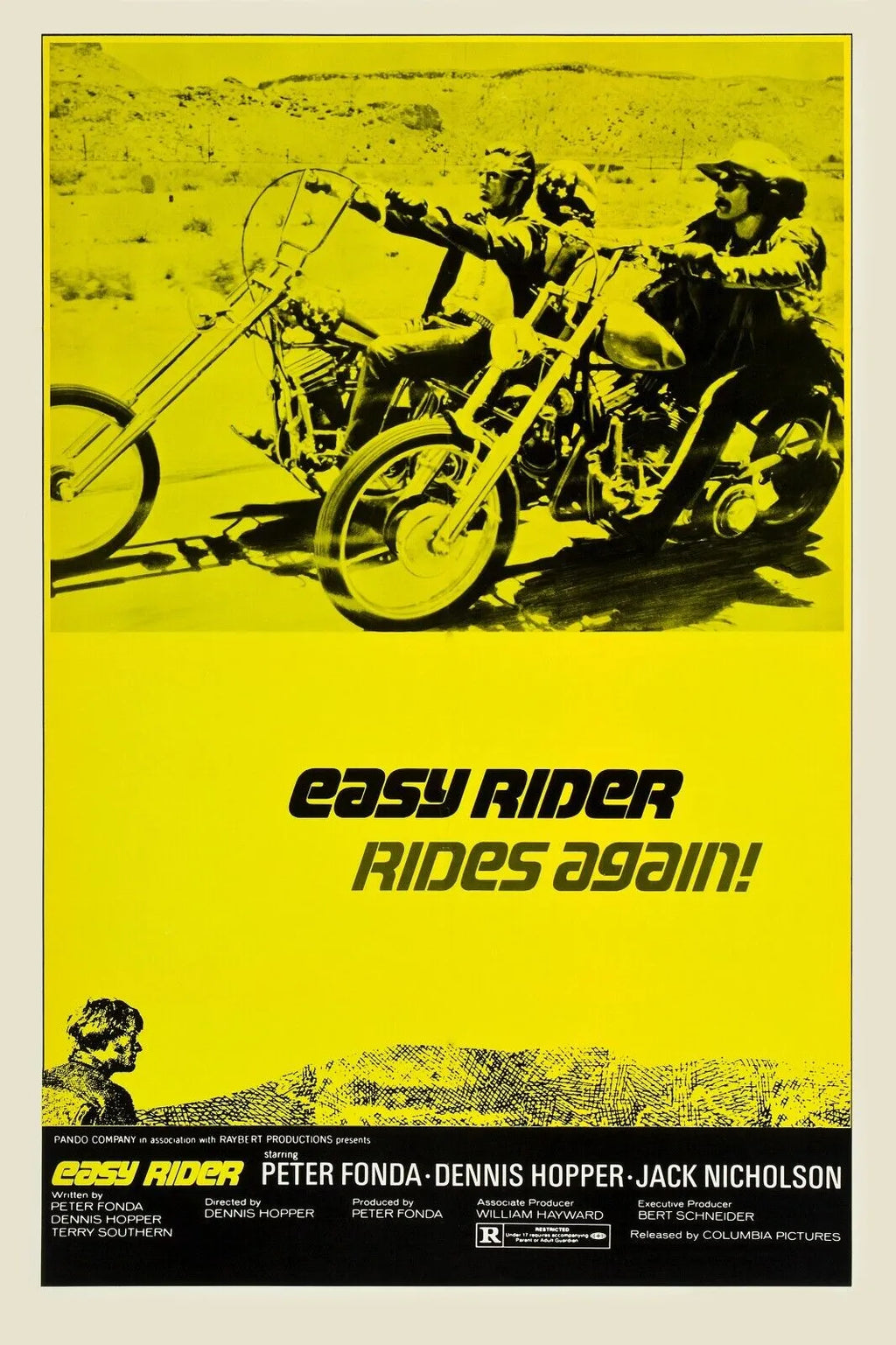 EASY RIDER, RIDES AGAIN, MOTO REPRO AFFICHE DE CINEMA VINTAGE HQ