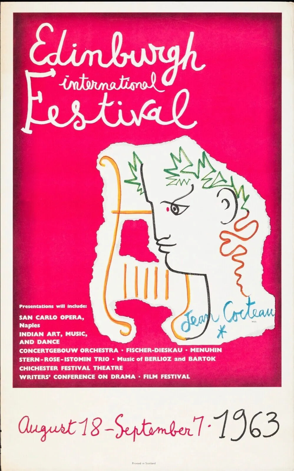 EDINBURGH INTERNATIONAL FESTIVAL, 1950s, REPRO MUSIC POSTER, VINTAGE, HQ