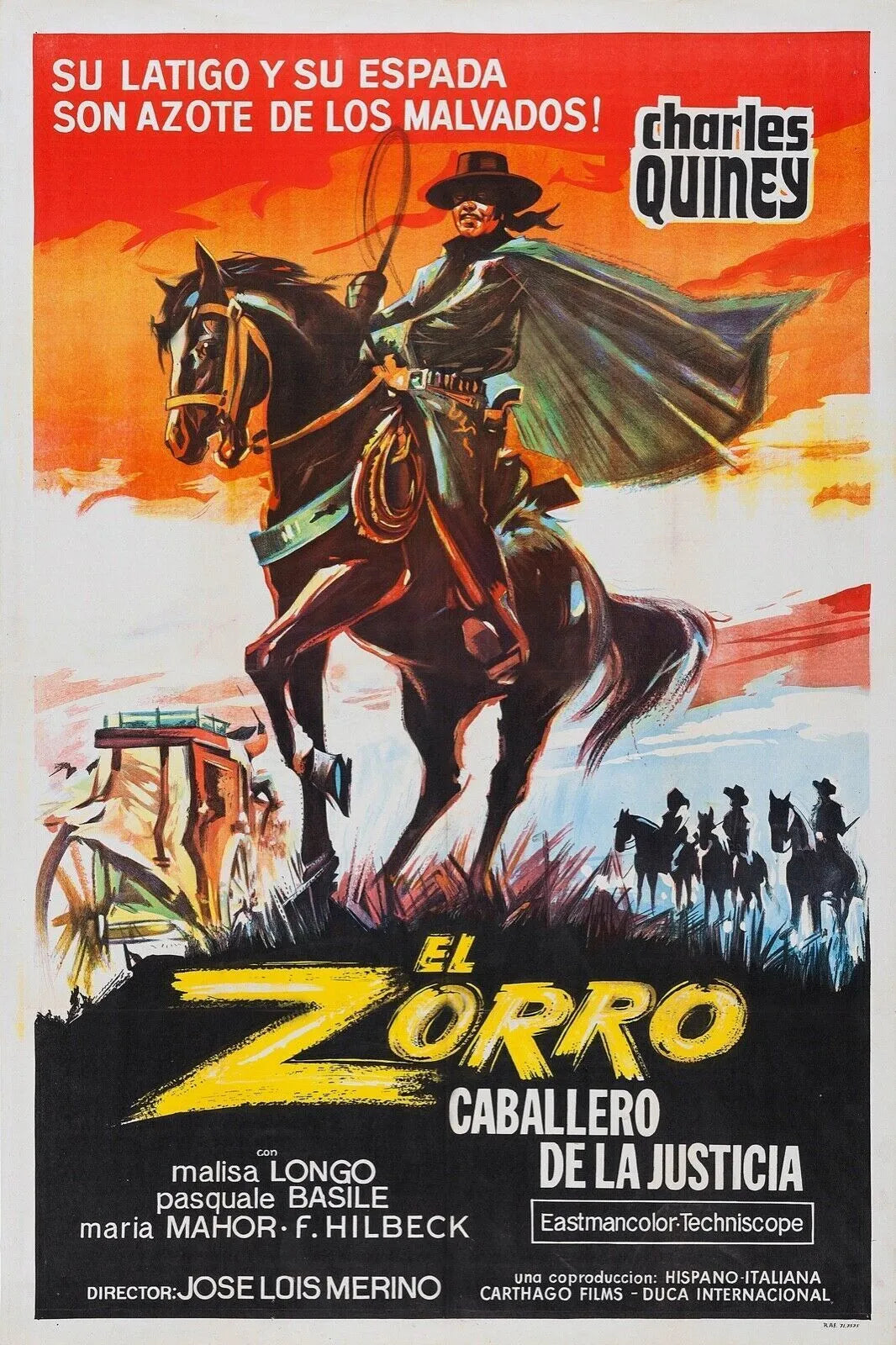 EL ZORRO CABALLERO DE LA JUSTICIA, MALISA LONGO, 1971, REPRO MOVIE POSTER, VINTAGE, HQ