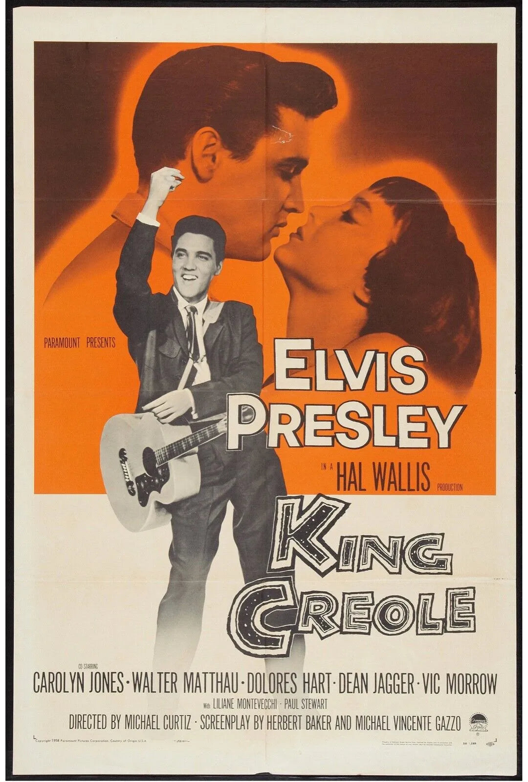ELVIS PRESLEY, KING CREOLE, REPRO AFFICHE DE CINEMA MUSIQUE VINTAGE HQ