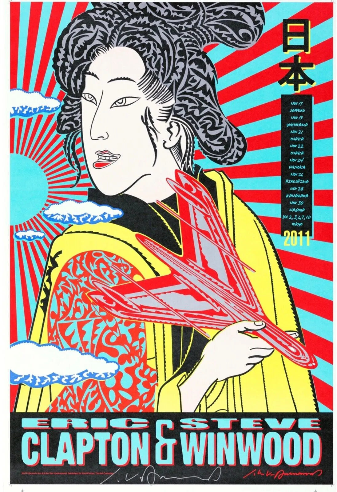 ERIC CLAPTON & STEVE WINWOOD, 2009, REPRO CONCERT POSTER, VINTAGE, HQ