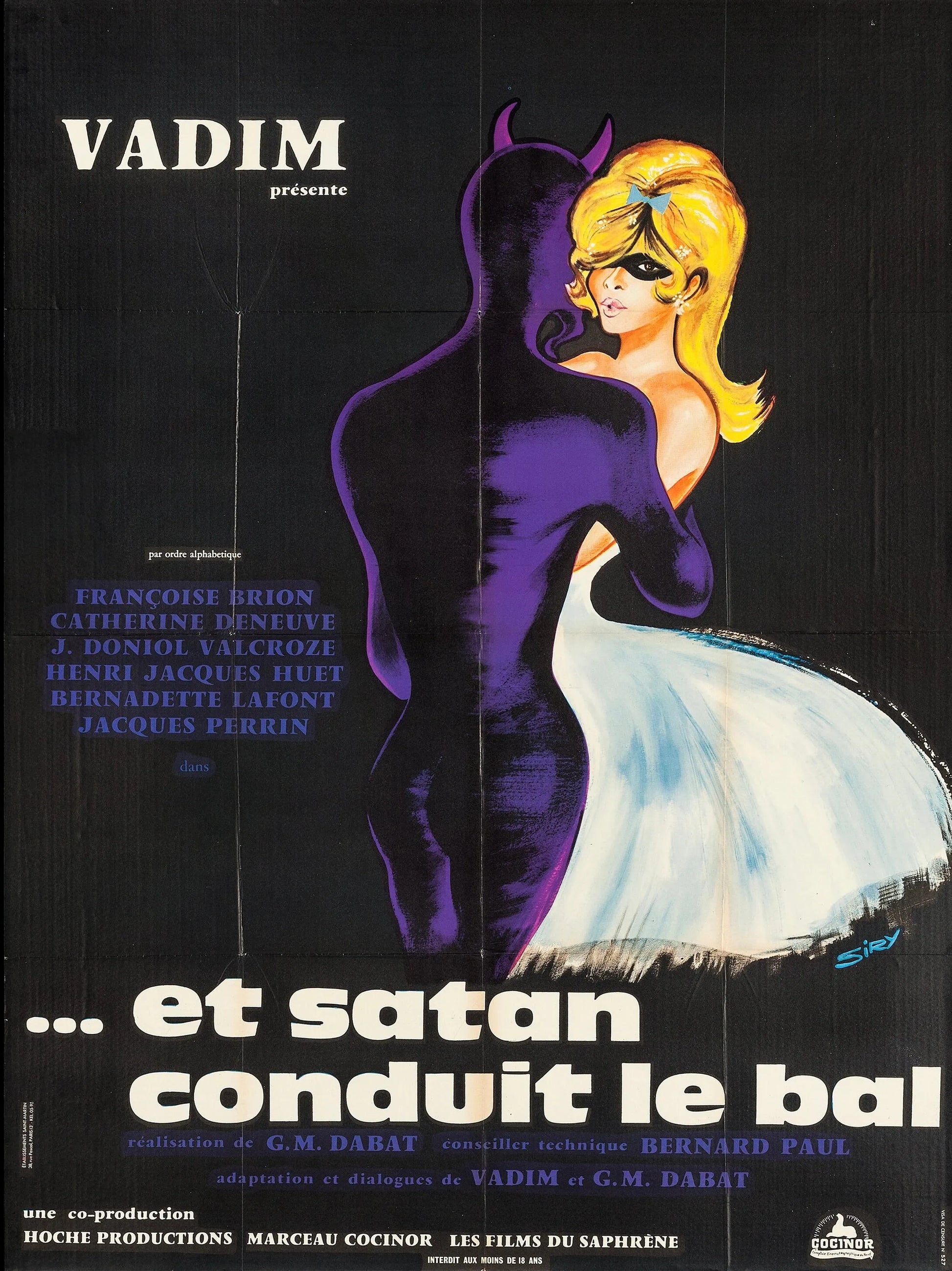 ET SATAN CONDUIT LE BAL, CATHERINE DENEUVE, 1962, REPRO MOVIE POSTER, VINTAGE, HQ