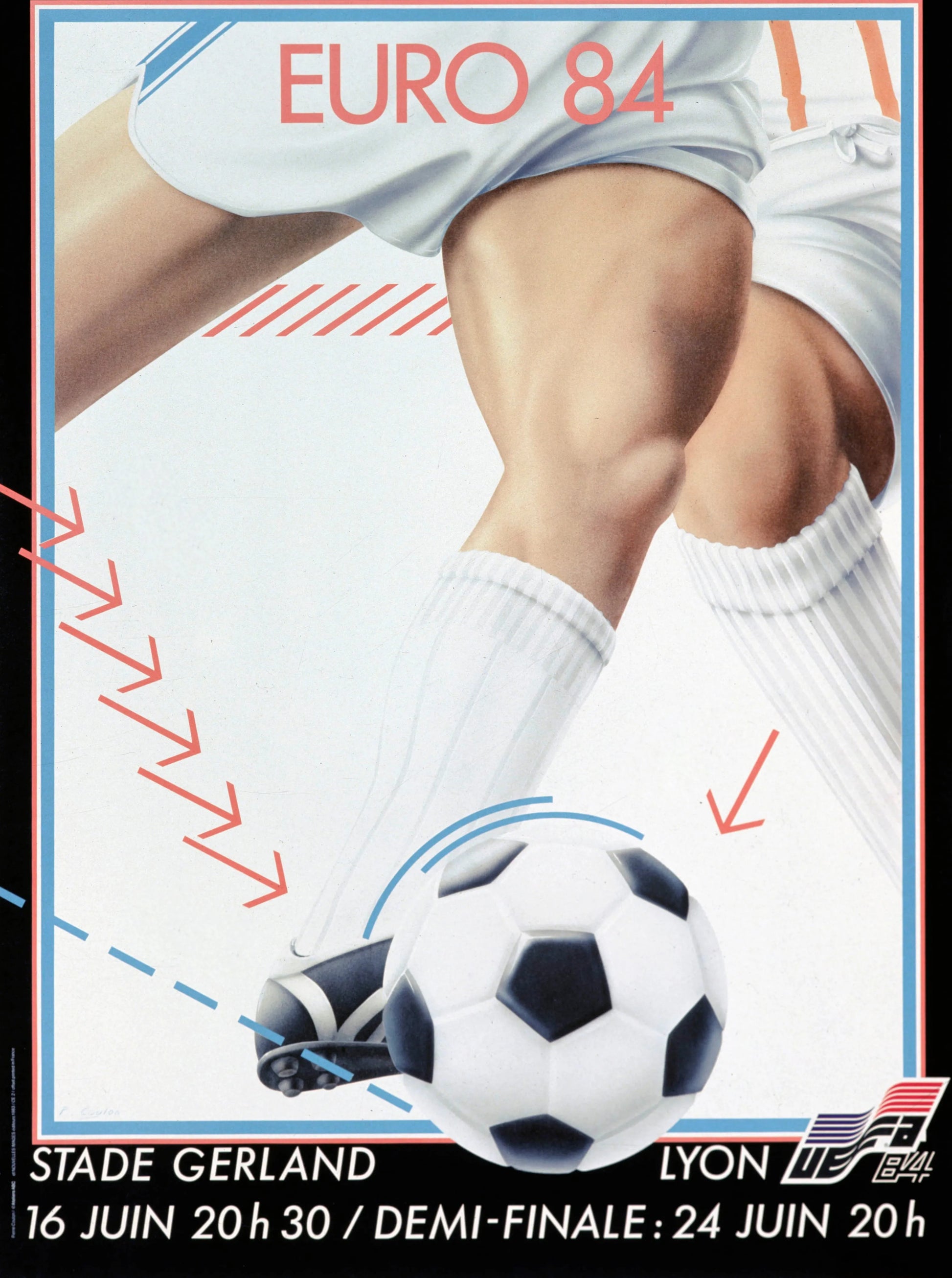 EURO 84 LYON – STADE DE GERLAND - REPRO MOVIE POSTER, VINTAGE, HQ