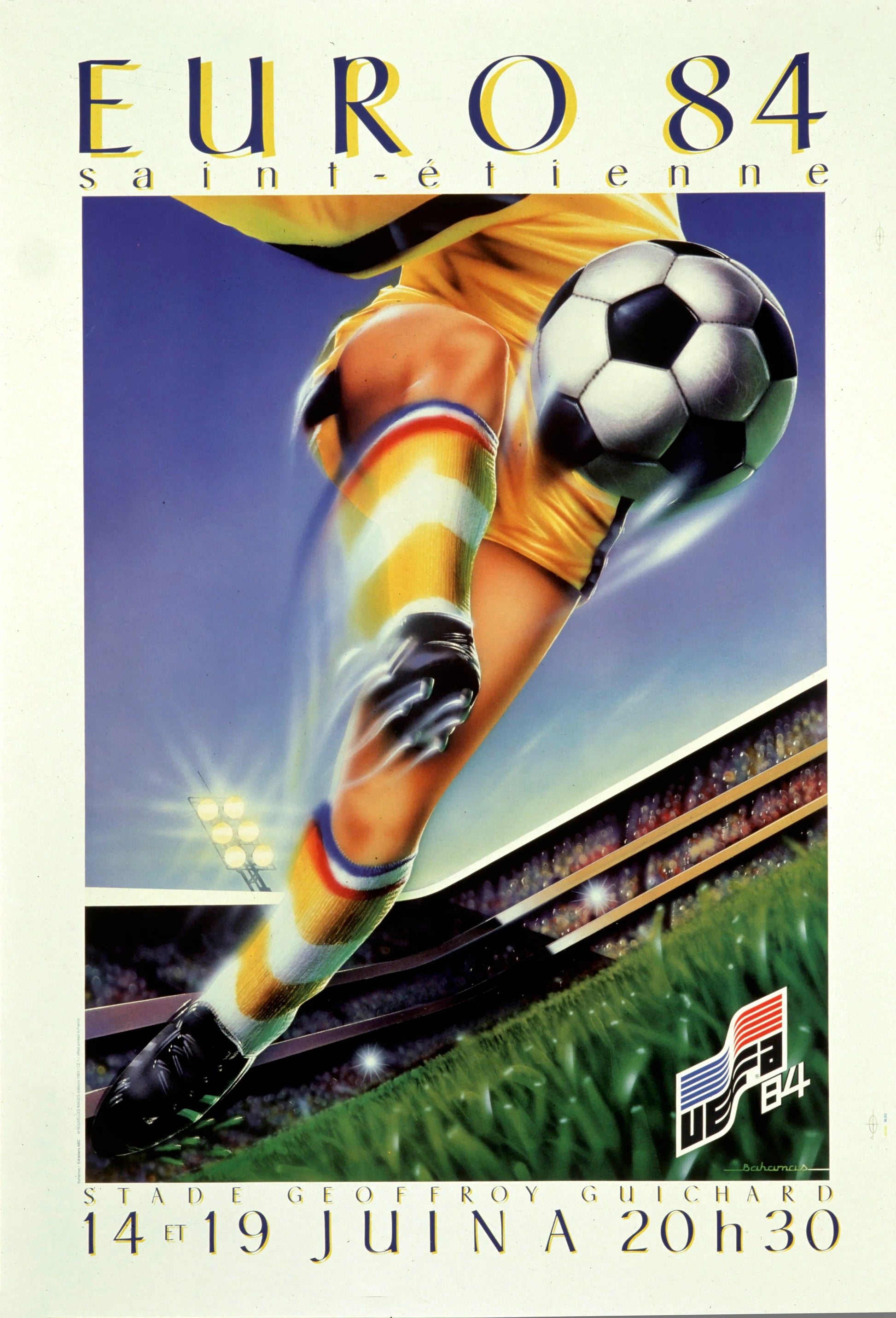 EURO 84 SAINT-ÉTIENNE – STADE GEOFFROY-GUICHARD – MOVIE POSTER REPRODUCTION, VINTAGE, HQ