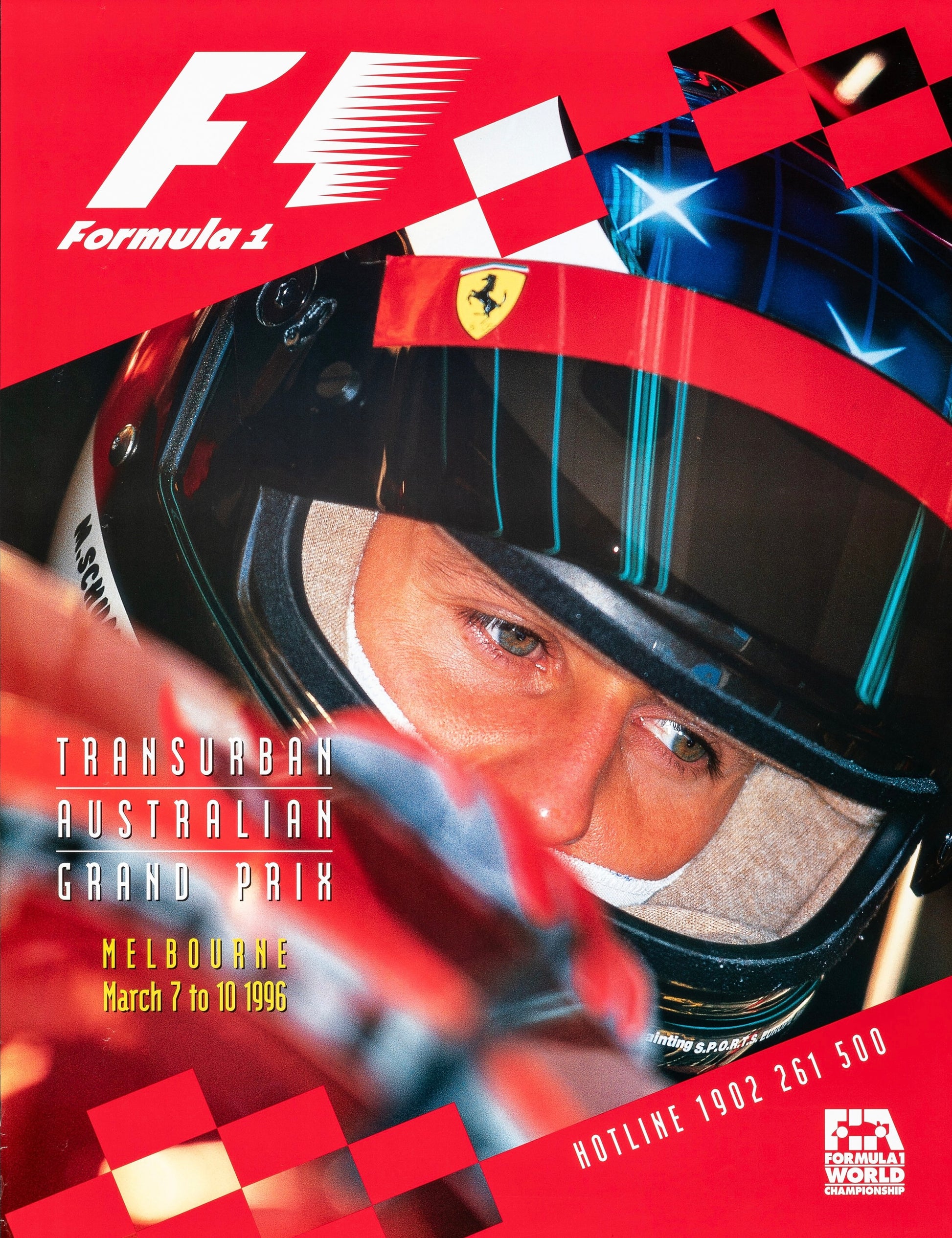 FORMULA 1 – 1996 AUSTRALIAN GRAND PRIX MELBOURNE – FERRARI – MOTORSPORT POSTER – F1 – VINTAGE – REPRODUCTION – POSTER HUB STUDIO – HQ