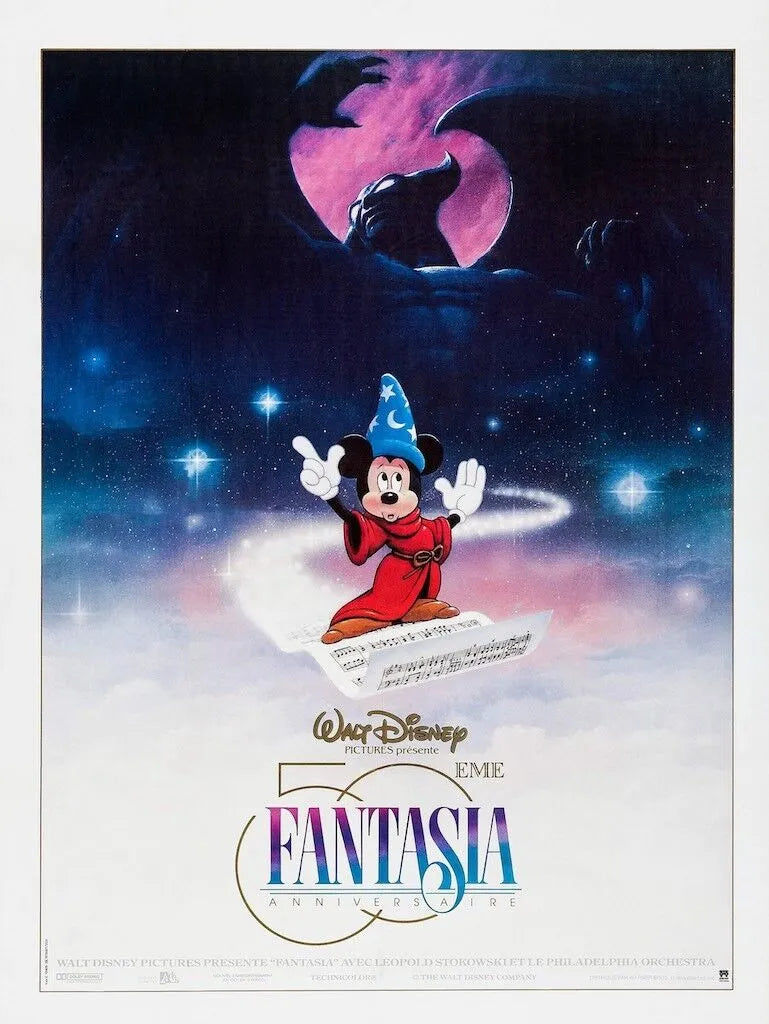 FANTASIA, WALT DISNEY, 1990, REPRO MOVIE POSTER, VINTAGE, HQ