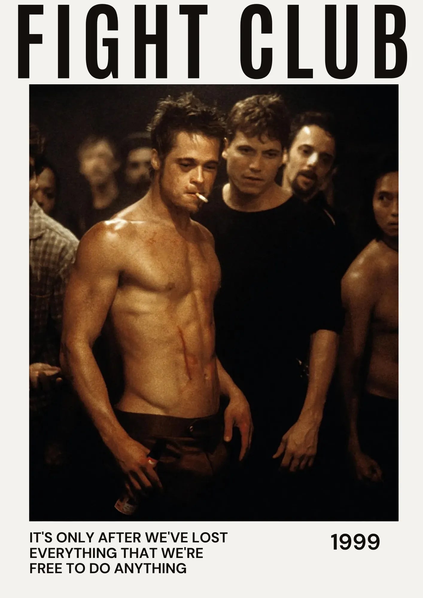 FIGHT CLUB, BRAD PITT, 1999, REPRO MOVIE POSTER, VINTAGE, HQ
