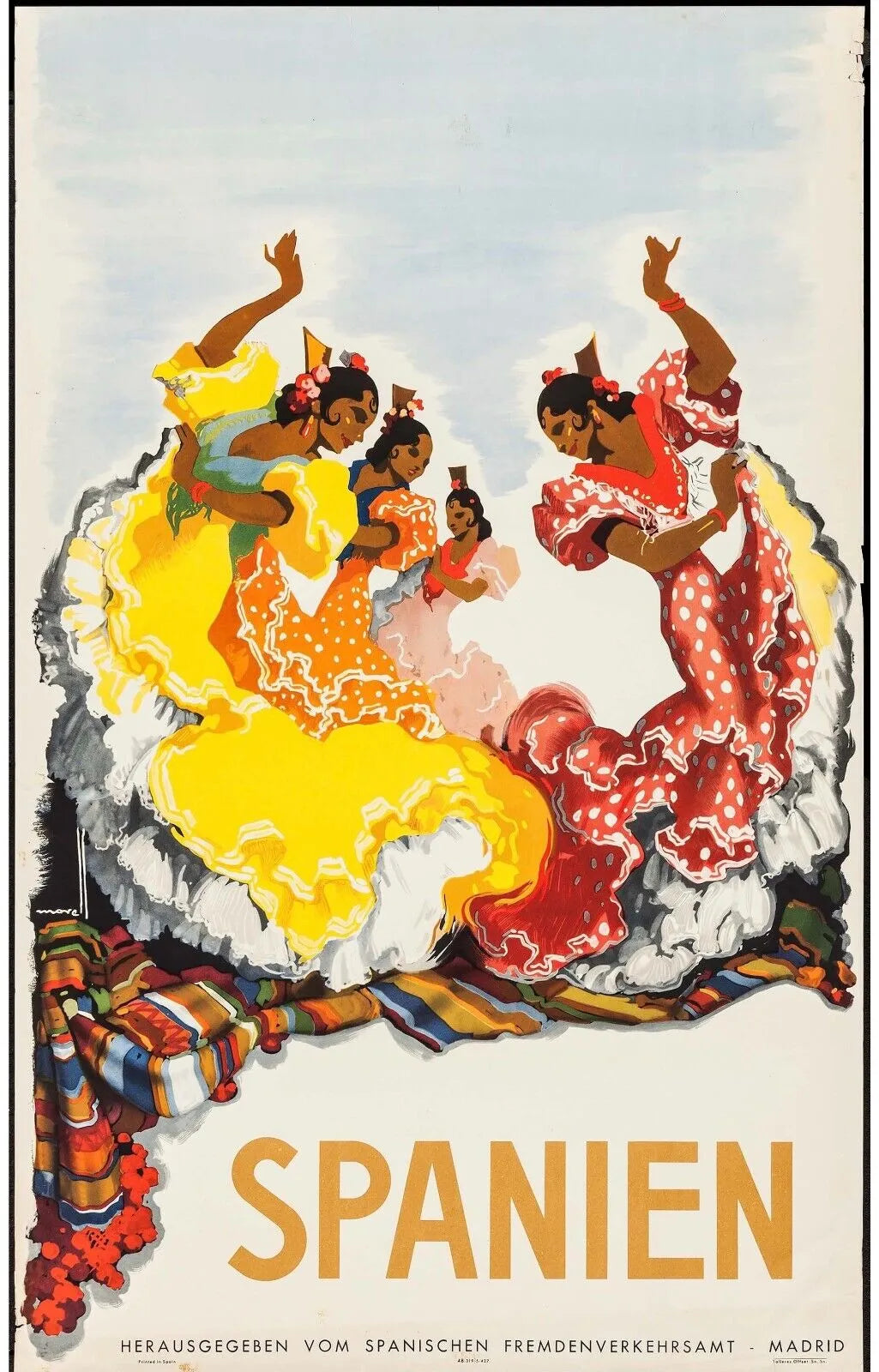 FLAMENCO, ESPAGNE - REPRO AFFICHE SUR TOILE VOYAGE DANSE PUBLICITAIRE HQ