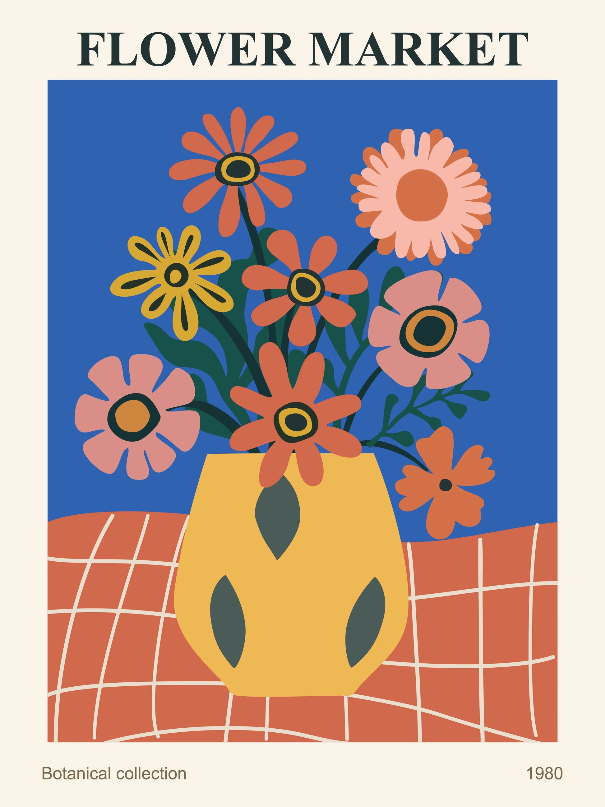 FLOWER MARKET- REPRO POSTER, VINTAGE, HQ.