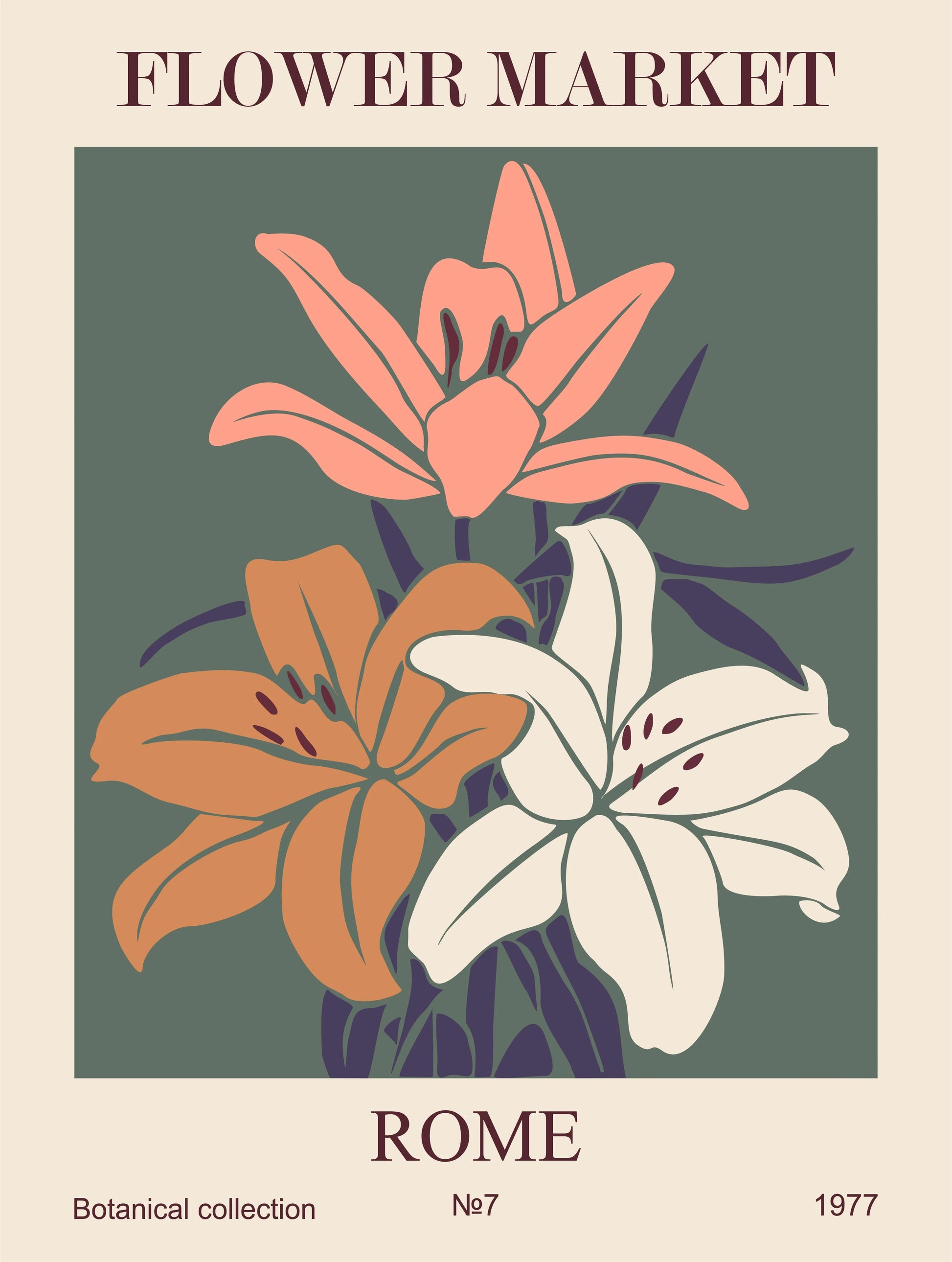 FLOWER MARKET ROME - REPRO POSTER, VINTAGE, HQ.