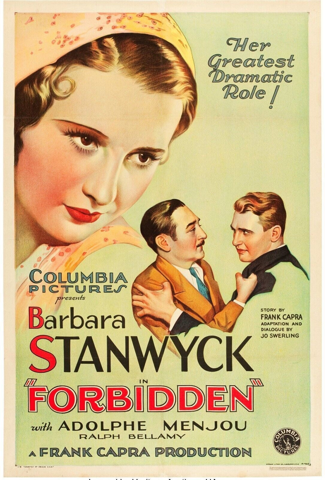 AMOUR DÉFENDU, BARBARA STANWYCK, 1932, REPRO MOVIE POSTER, VINTAGE, HQ
