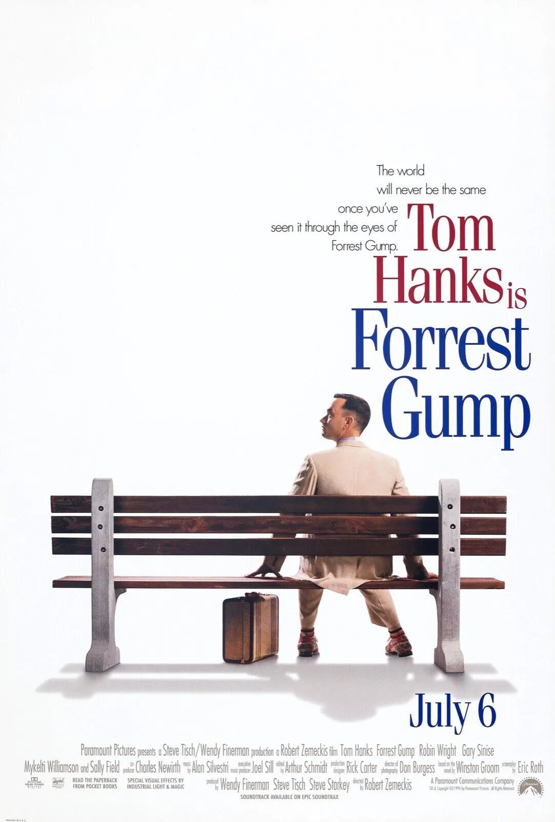 FORREST GUMP, TOM HANKS, 1994, REPRO MOVIE POSTER, VINTAGE, HQ