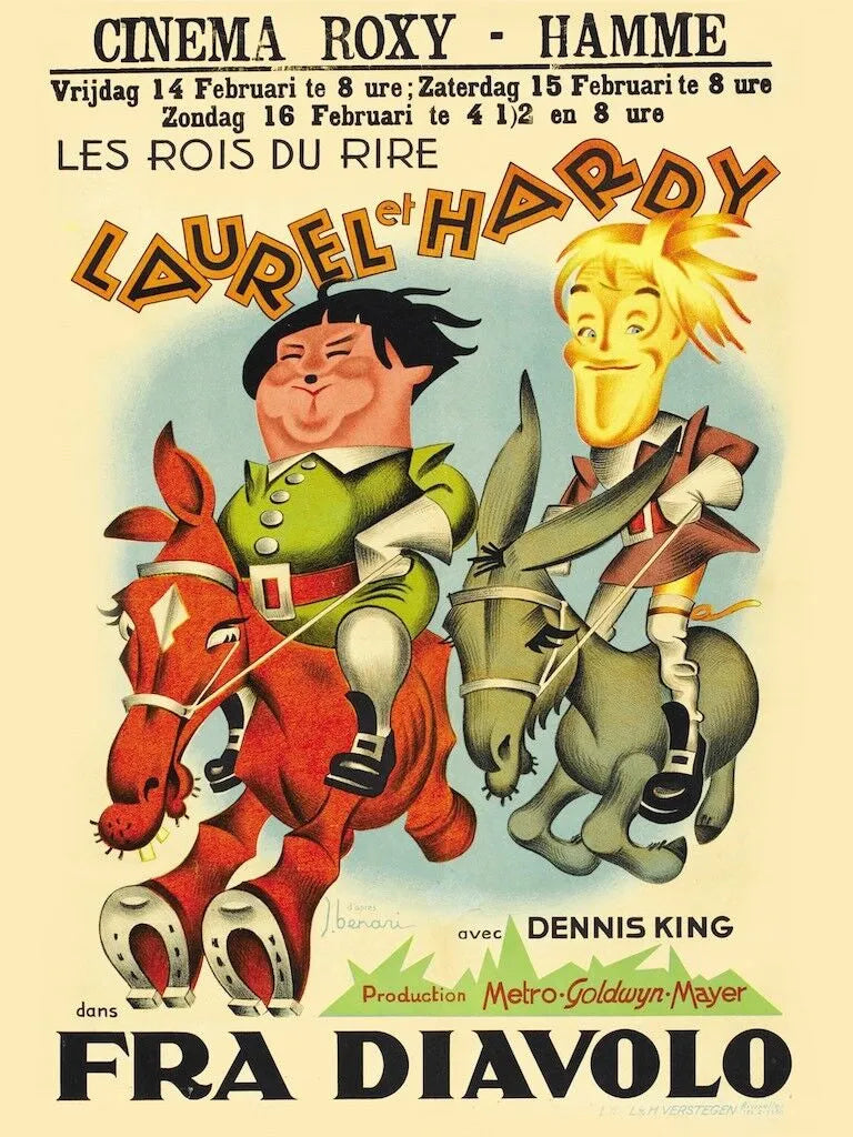 FRA DIAVOLO, LAUREL ET HARDY, 1933, REPRO MOVIE POSTER, VINTAGE, HQ
