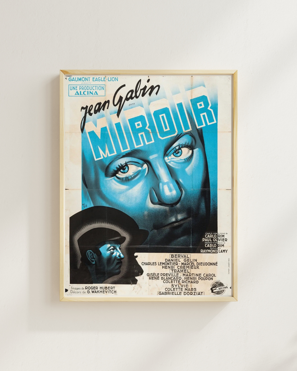 MIROIR, JEAN GABIN, MARTINE CAROL, 1947, REPRO AFFICHE CINÉMA VINTAGE, HQ