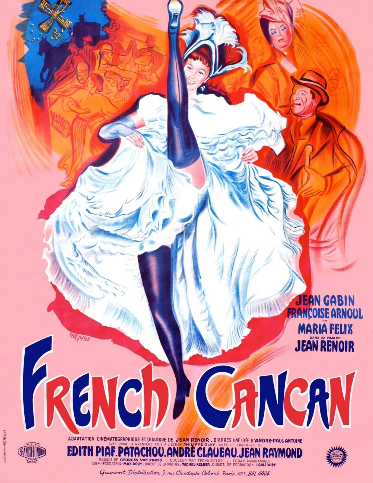 FRENCH CANCAN, JEAN GABIN, 1955, REPRO MOVIE POSTER, VINTAGE, HQ