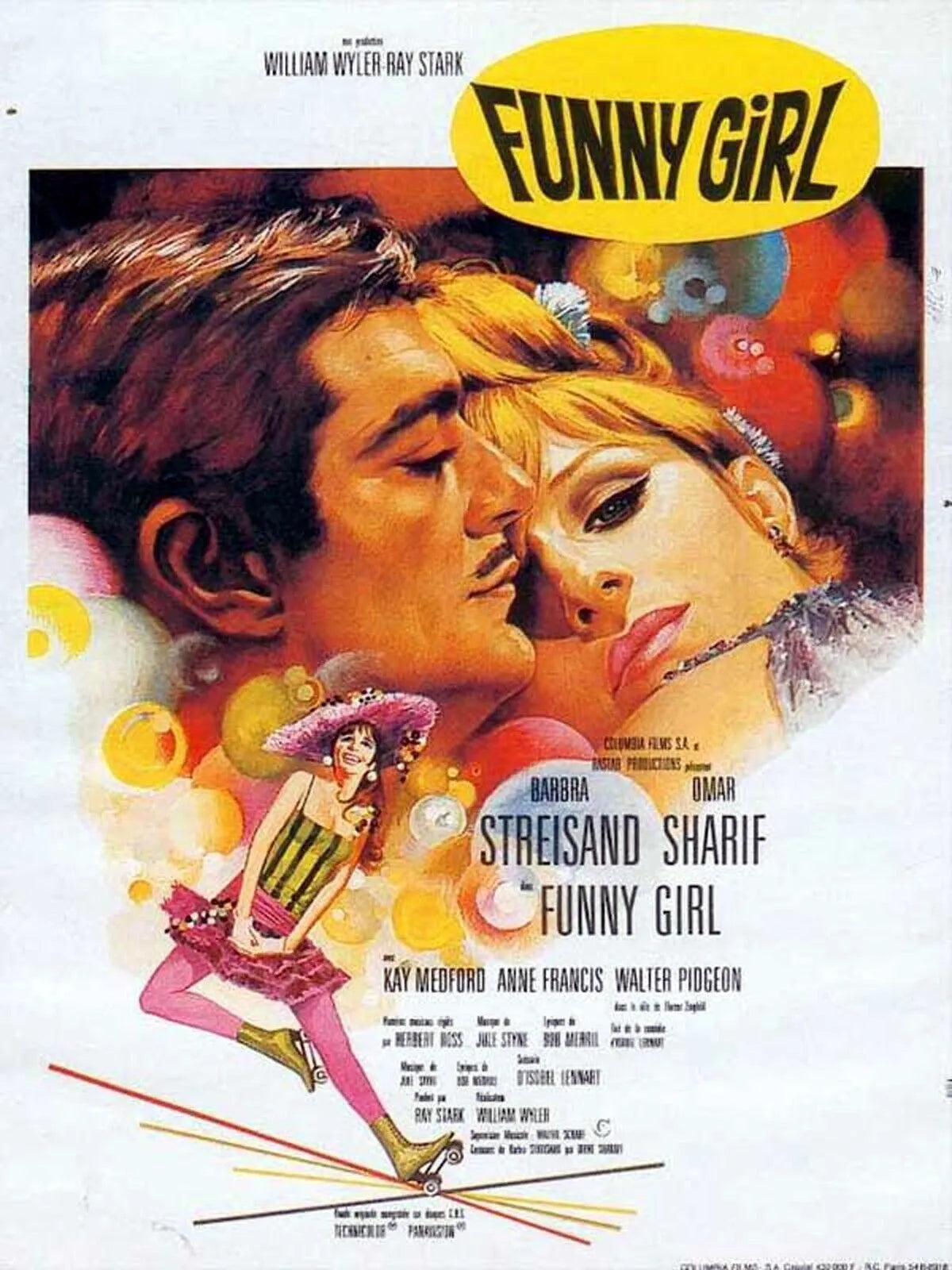 FUNNY GIRL, OMAR SHARIF & BARBRA STREISAND, REPRO AFFICHE CINEMA VINTAGE HQ