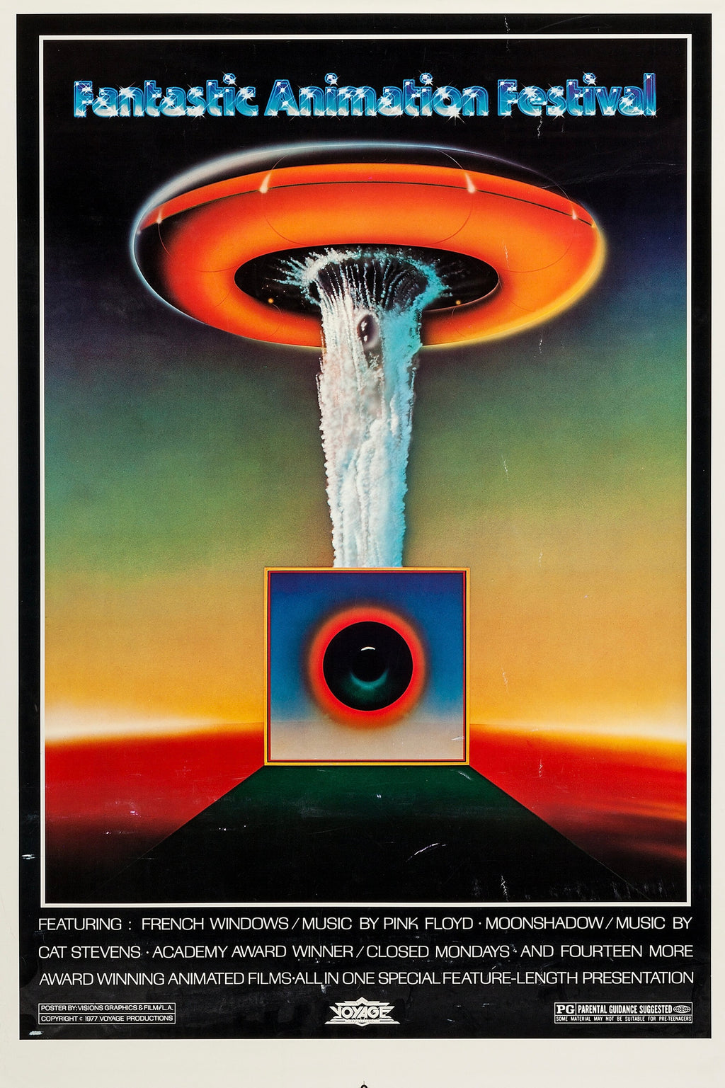 Affiche du Fantastic Animation Festival (1977). Compilation culte d’animation expérimentale et psychédélique. Reproduction HQ – Poster Hub.
