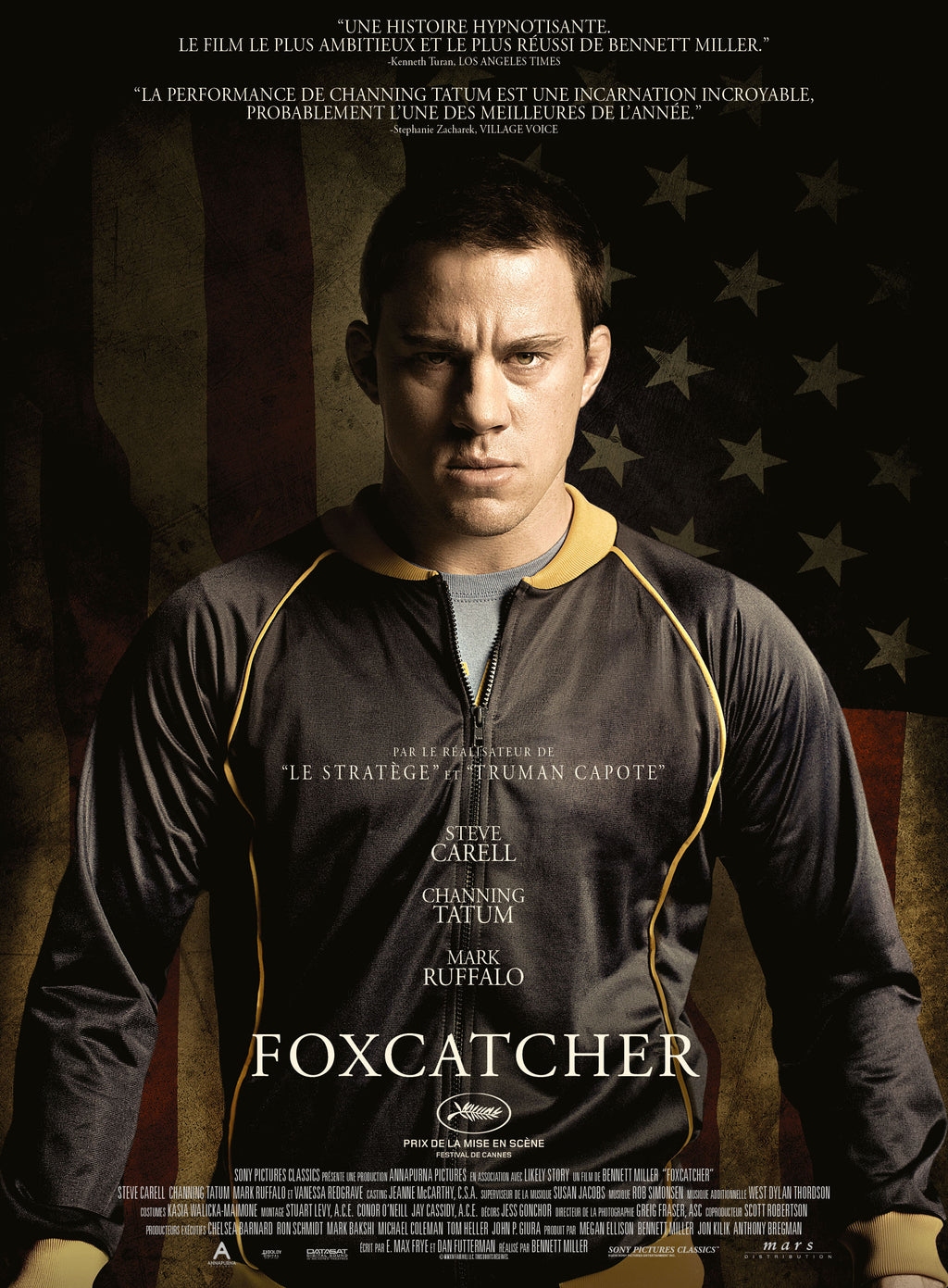 Affiche du film Foxcatcher (2014) avec Channing Tatum et Steve Carell. Drame intense inspiré d’une histoire vraie. Reproduction HQ – Poster Hub Studio.